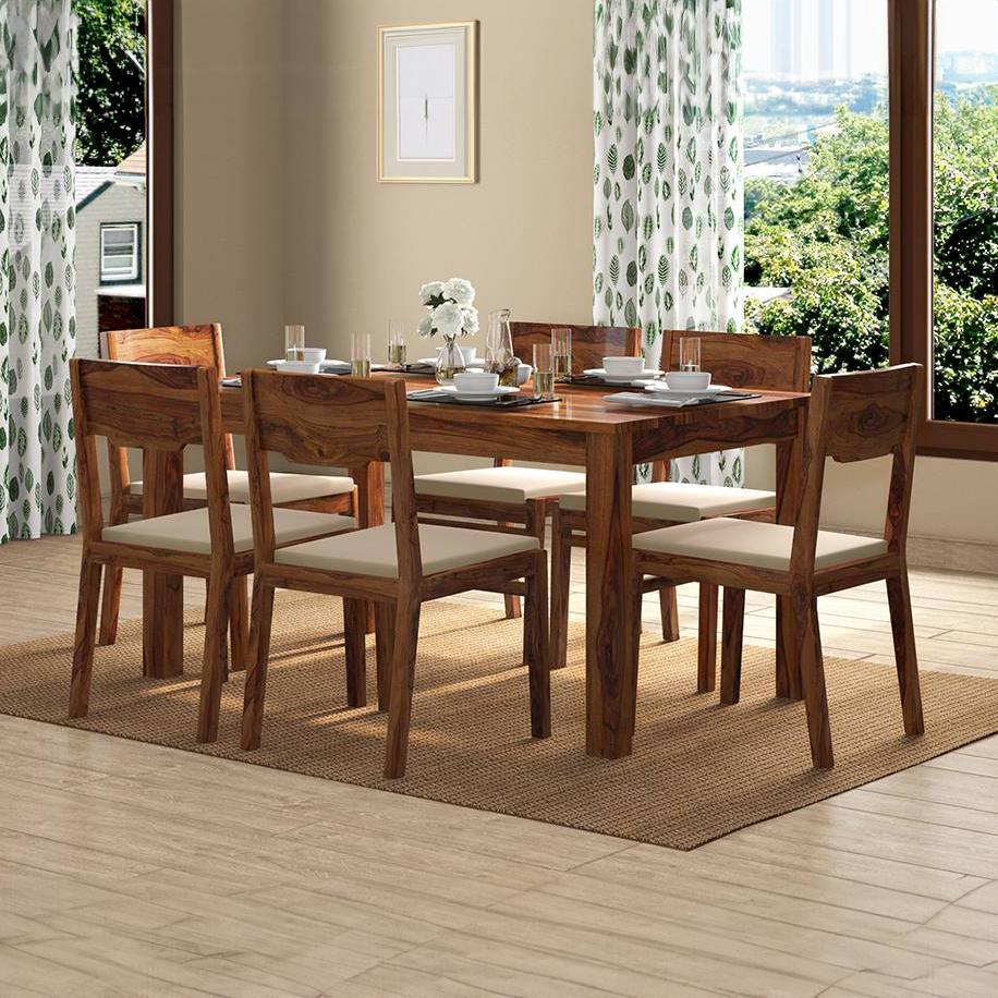 Arabia Solid Wood 6 Seater Dining Table In Teak Finish