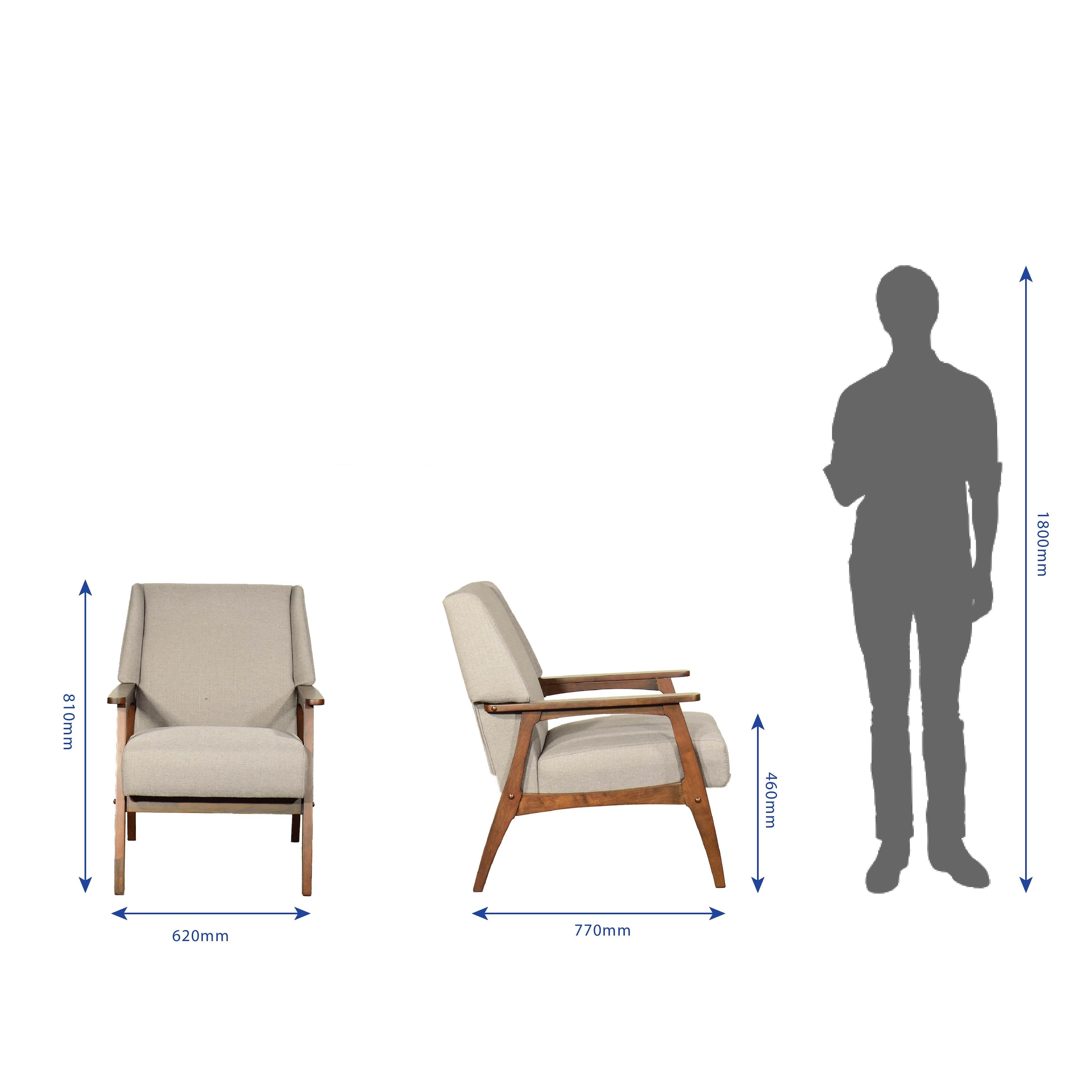 Daisuke 1 Seater Wooden Sofa in Beige Fabric Colour