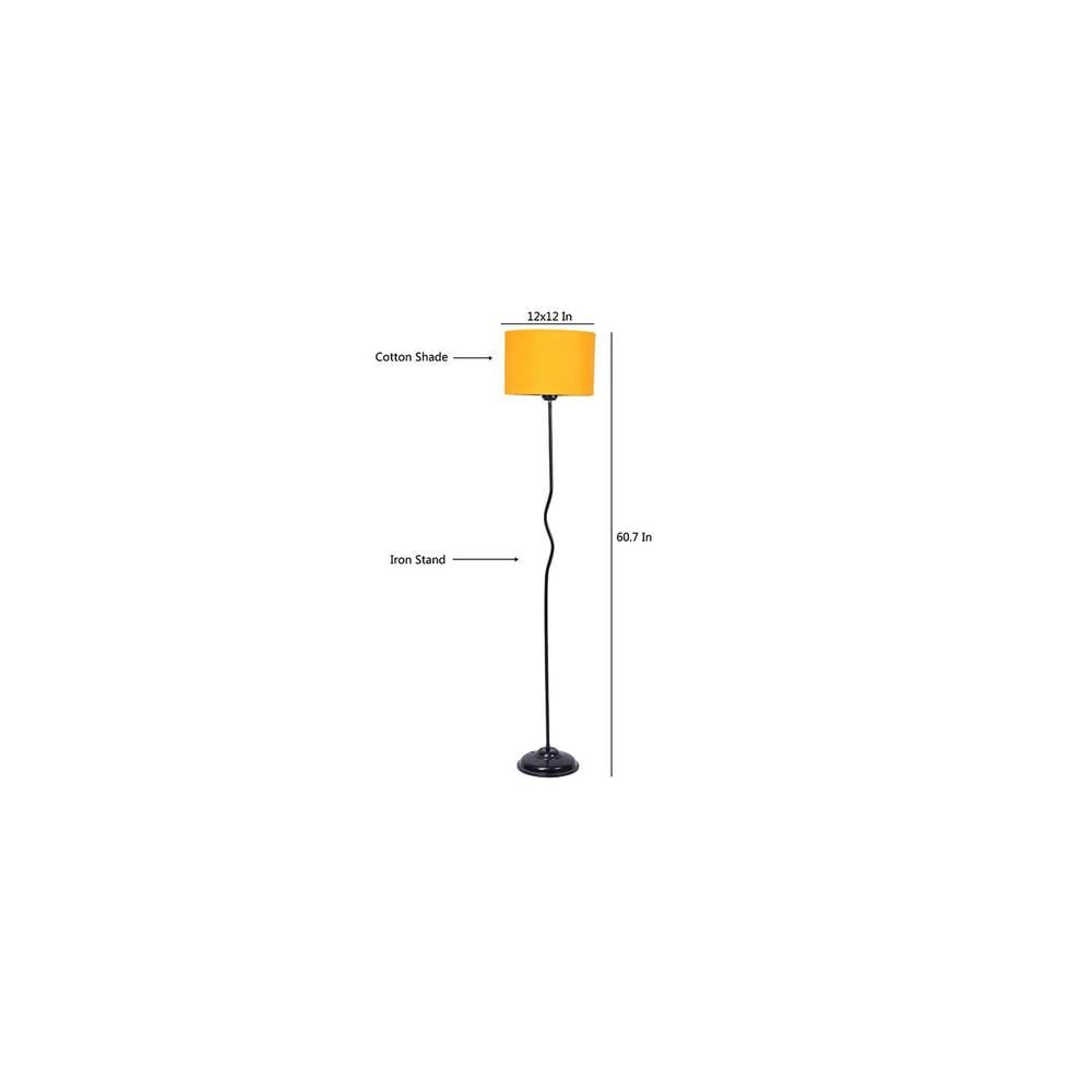 Mabel Yellow Cotton Shade with Iron Floor lamp