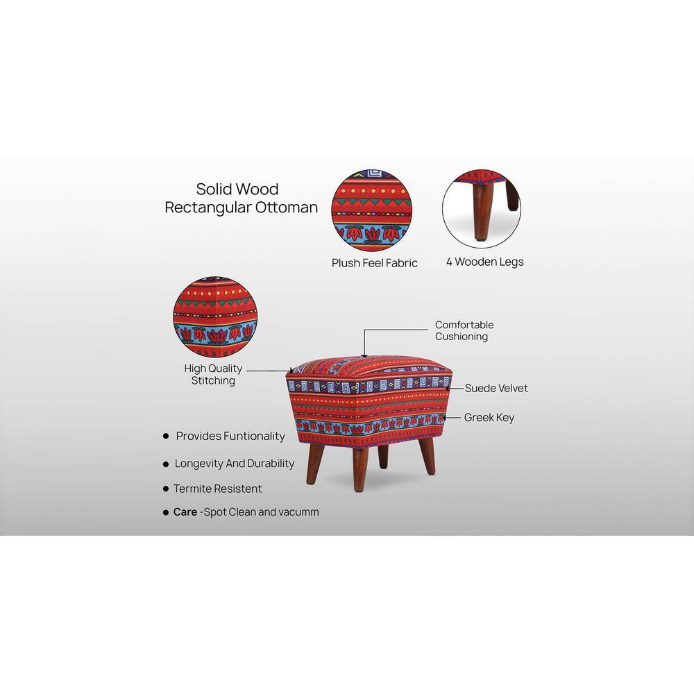 Emmett Solid Wood  Ottomon in  Multicolor Colour