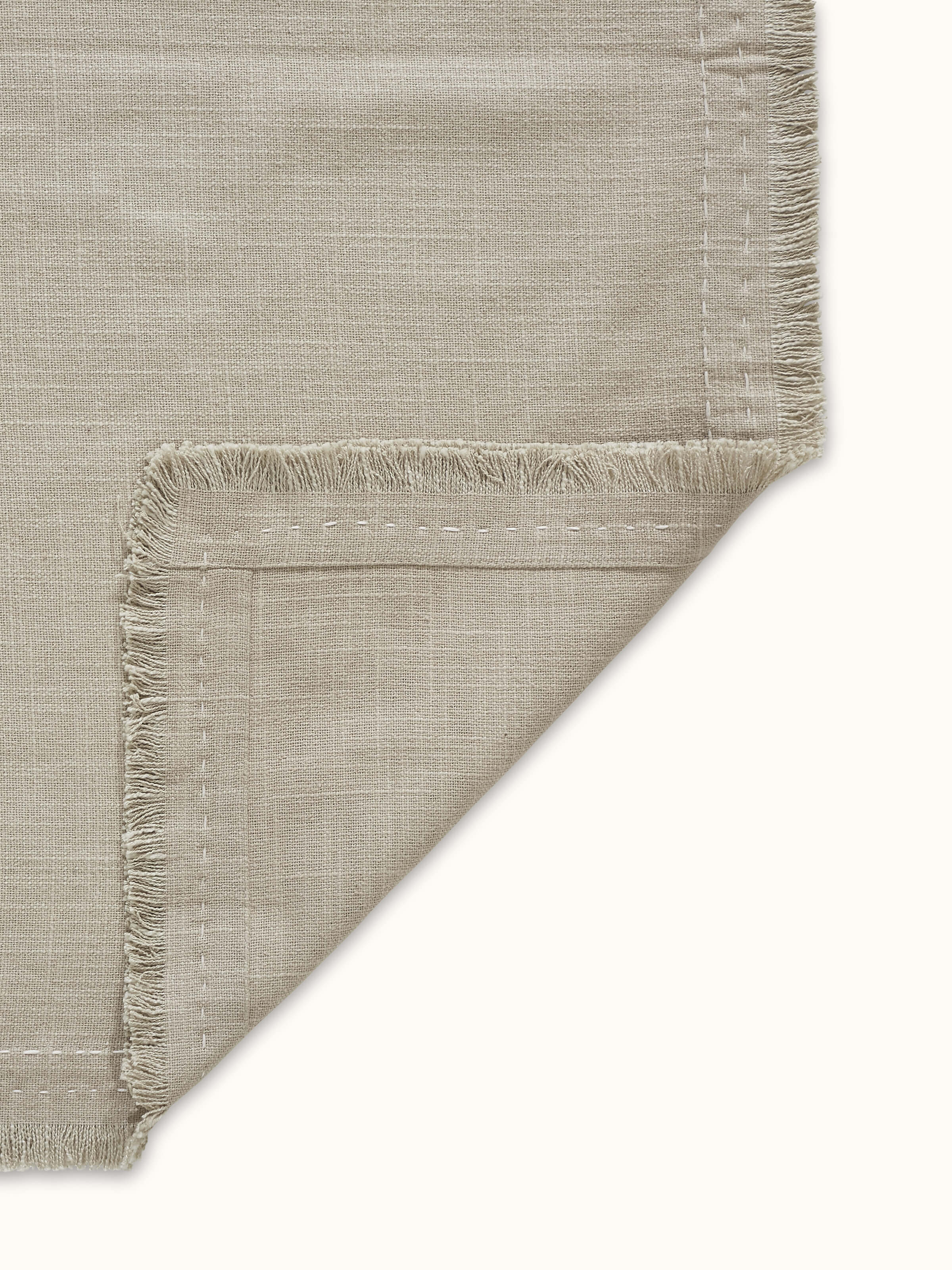 Nityam Beige Cotton Slub Embroidered Table Cloth