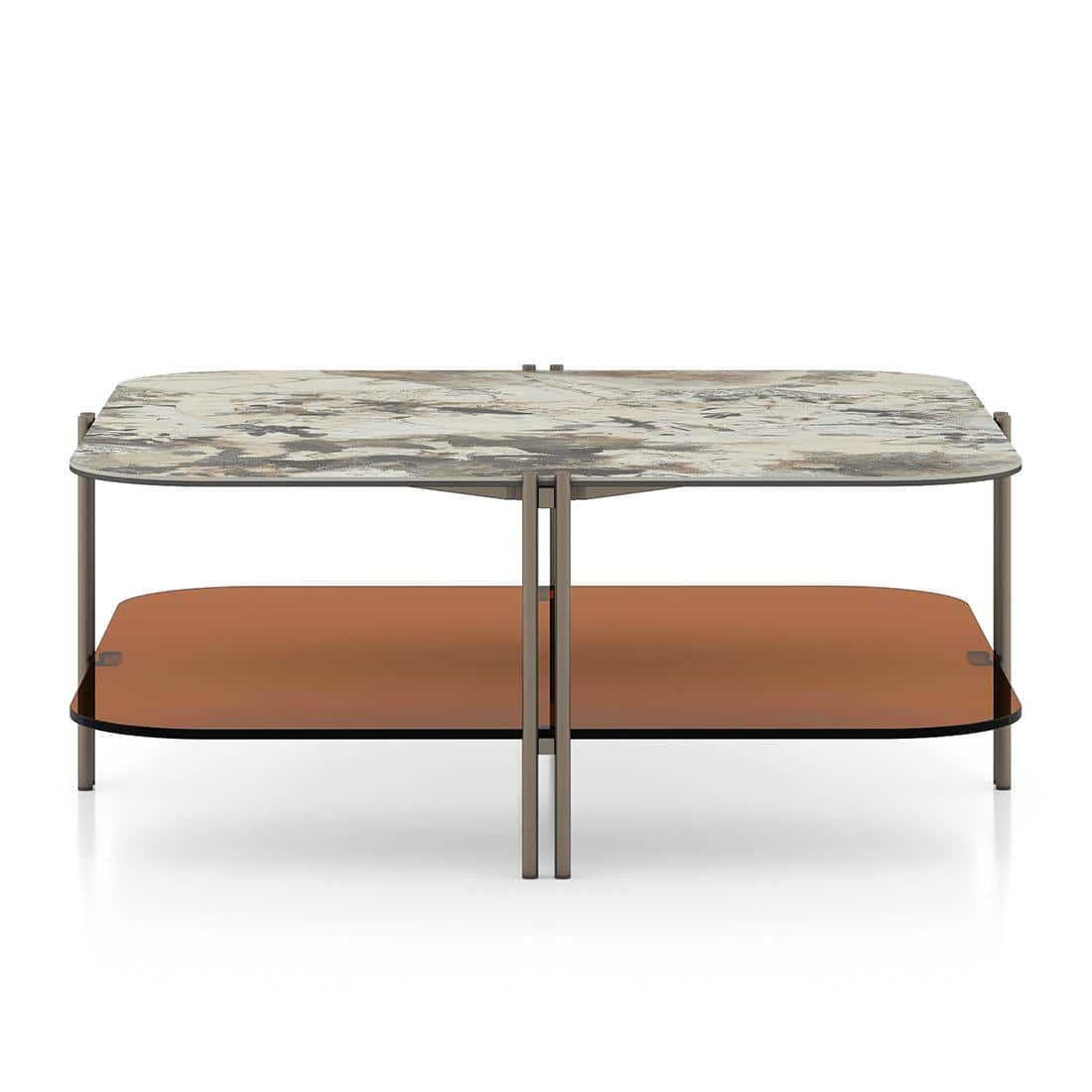 Paloma Square Marble Coffee Table in  Saturn Spanish Ceramic  Finish