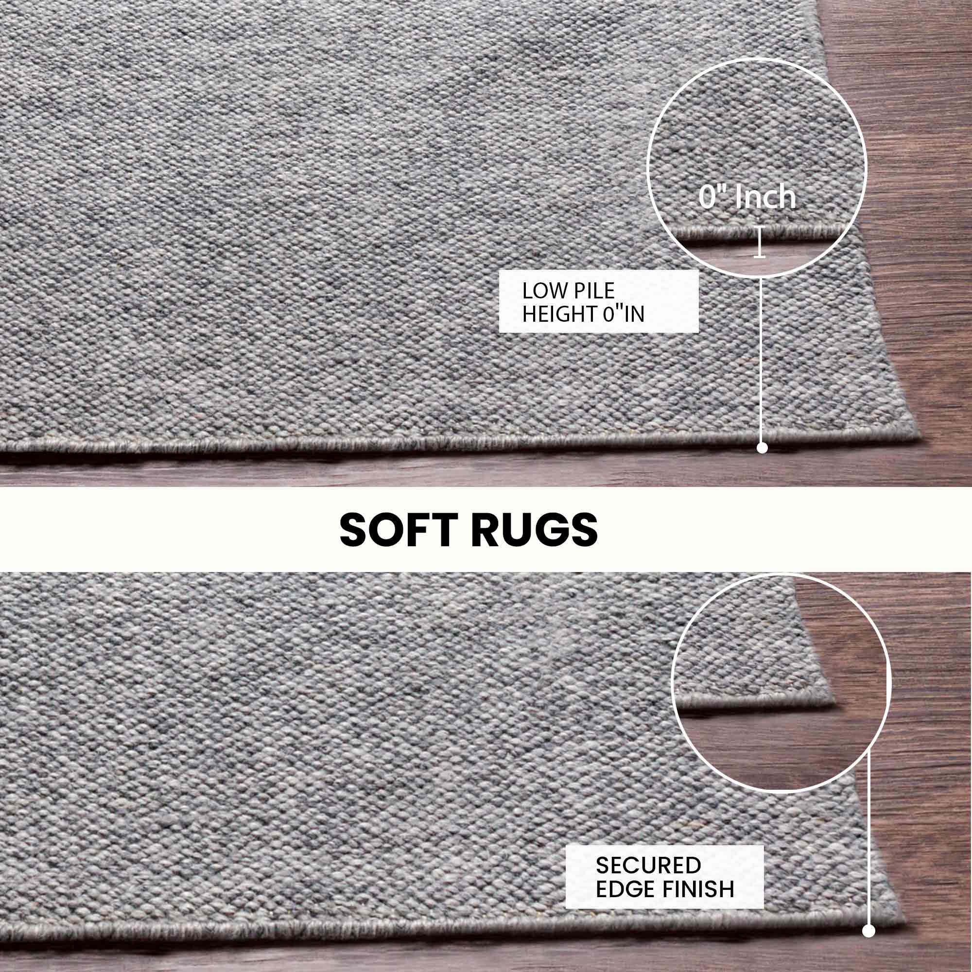 Hand Woven Solid Acacia Grey Rug