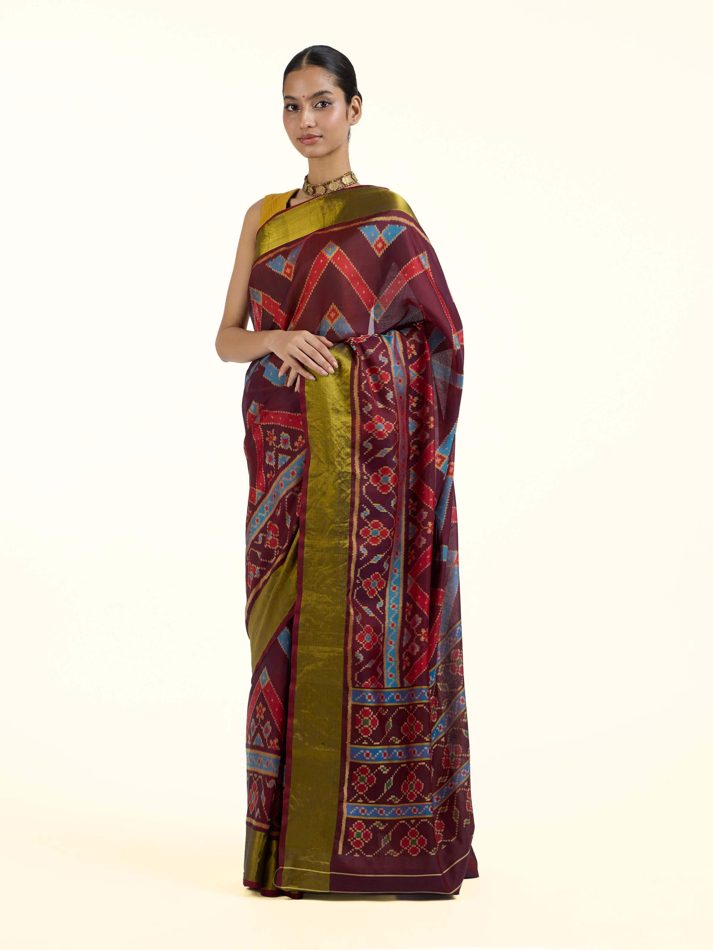 Brown Silk Patola Saree