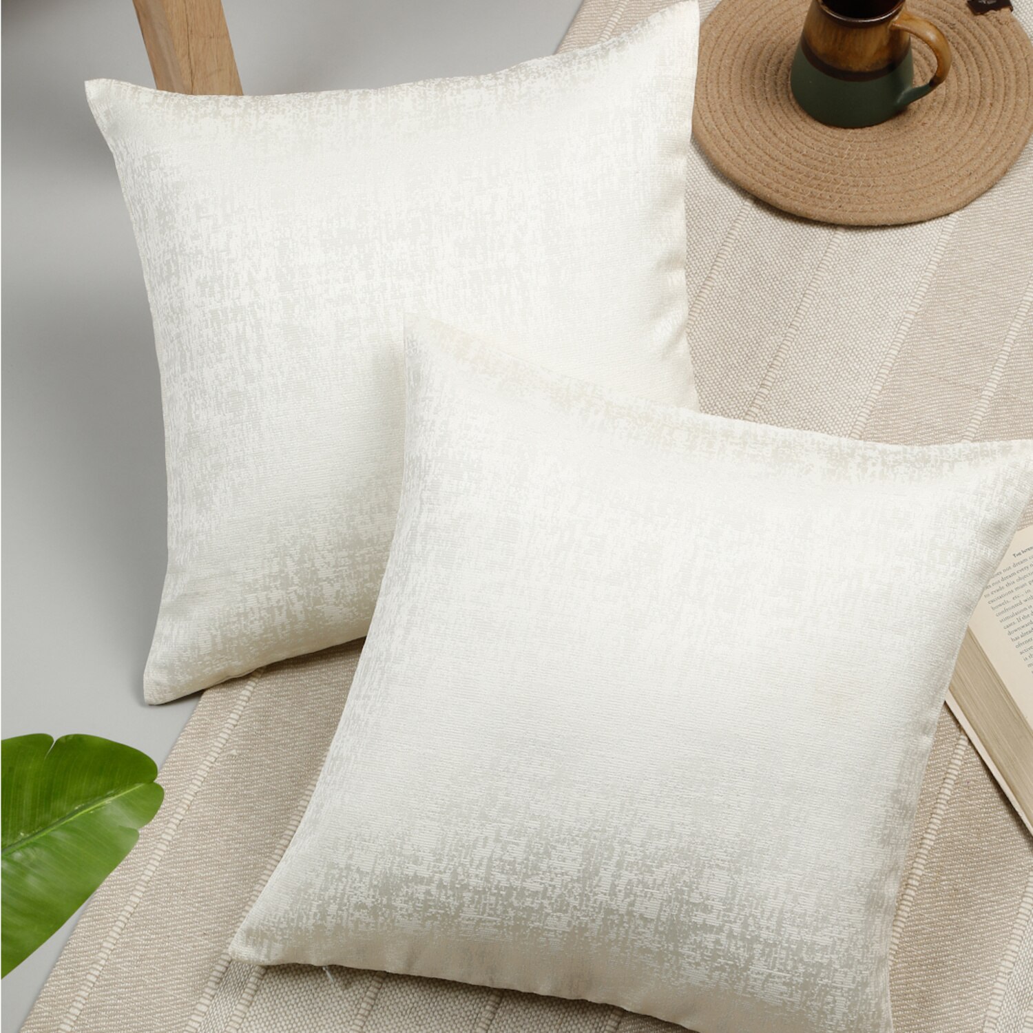 Set Of 2 Solid Square Cushion Covers