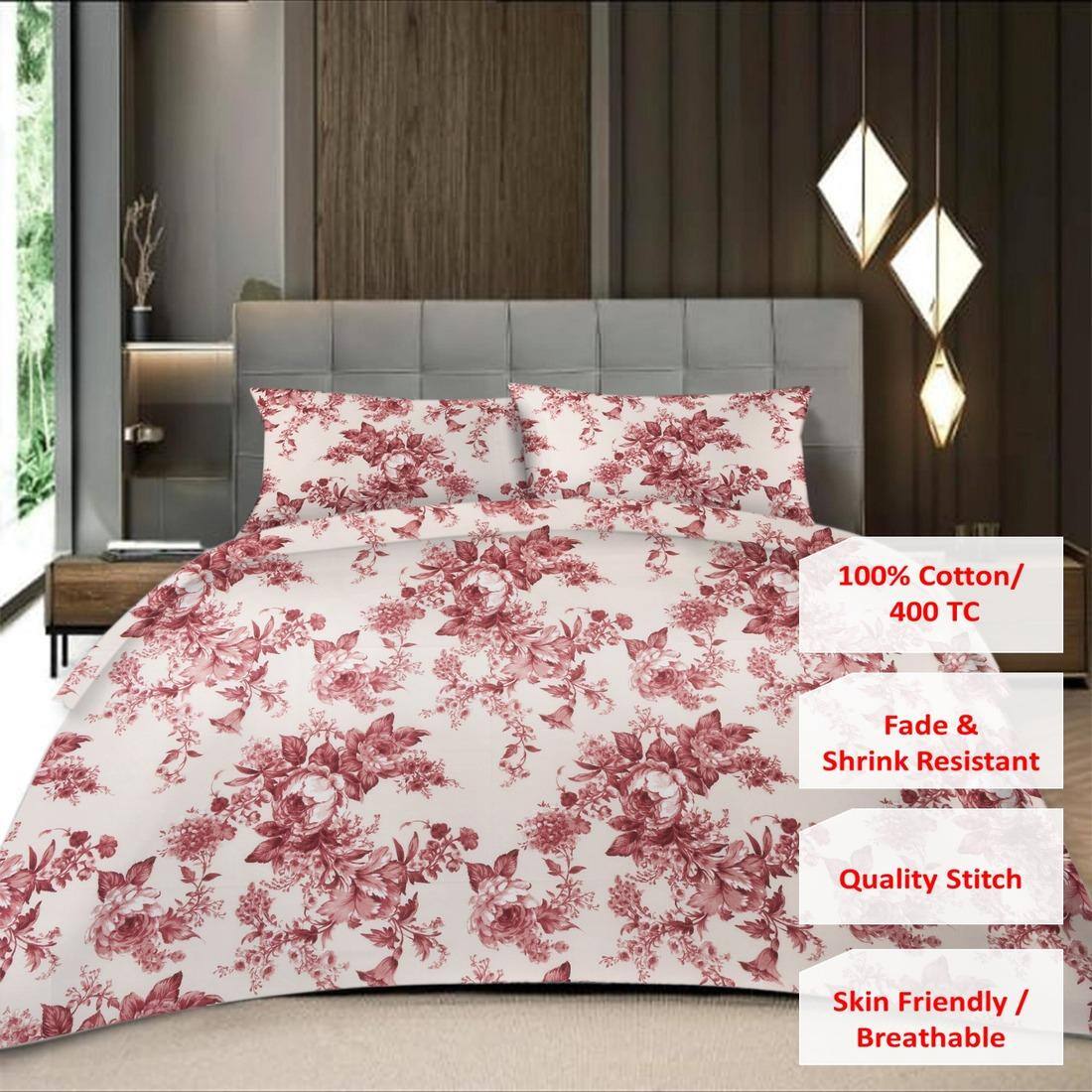 Threads Silky Touch Premium Super King Size Flat Bedsheet 275 x 275 cms
