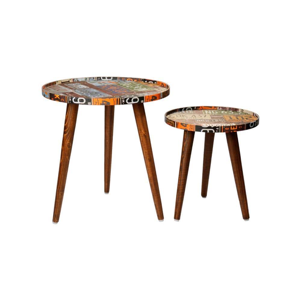 Muddy Miles Round Nesting Tables with Wooden Legs, Side Tables, Wooden Tables, Living Room Decor by A Tiny Mistake