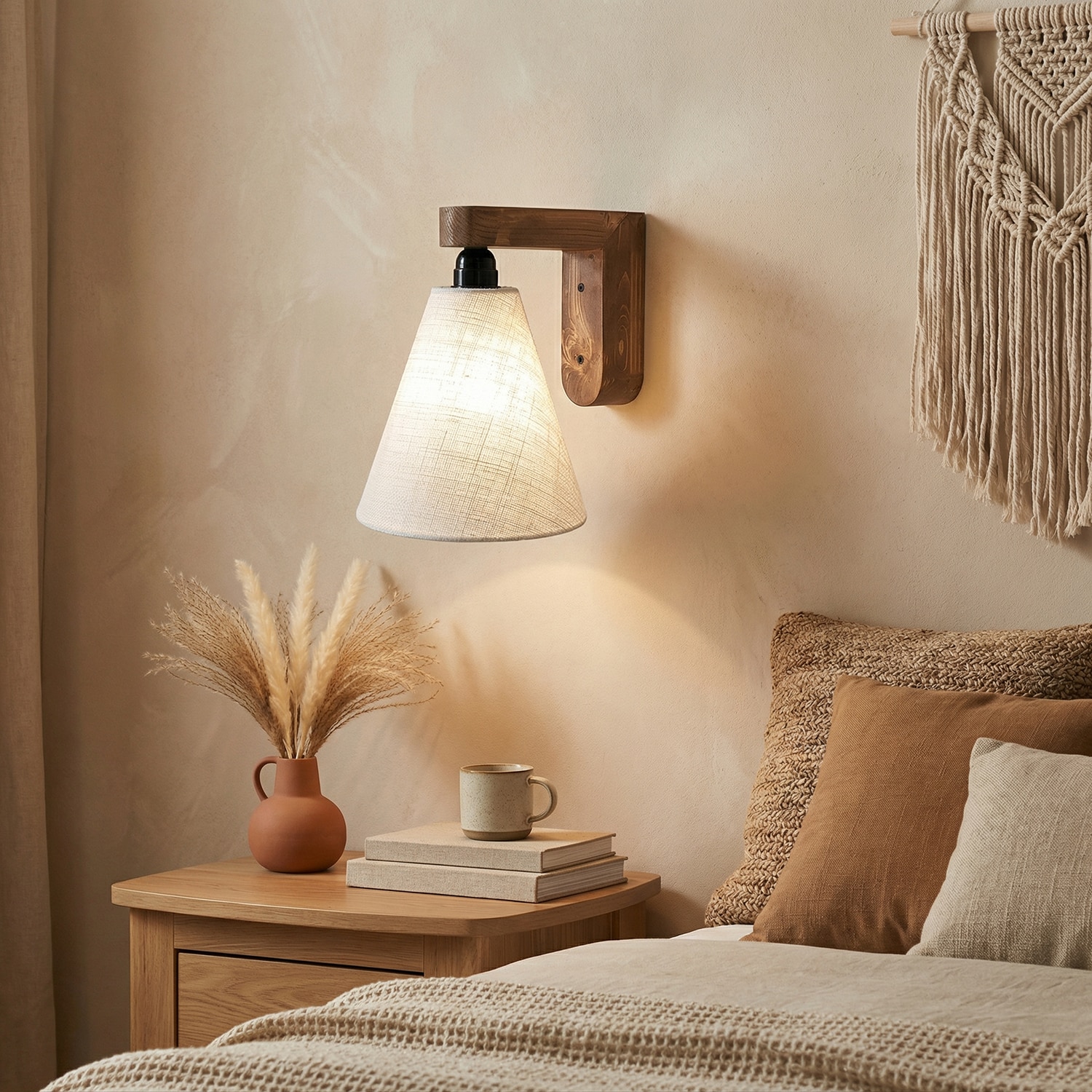 Terzo Brown Solid Wood Wall Lights