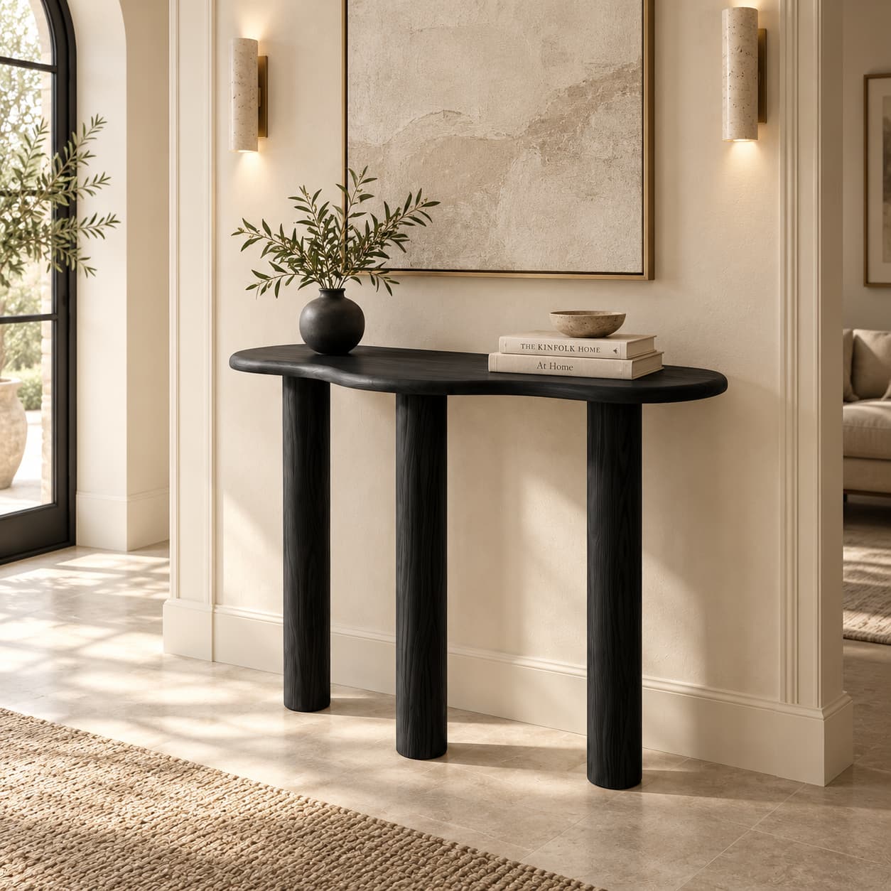 Vedika Solid Wood Console Table in Matt Black Finish 119 cm