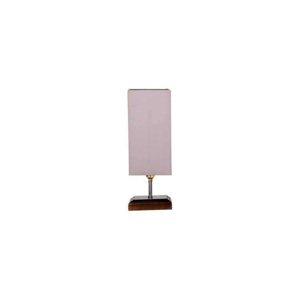 Eloise Grey cotton table lamp with Square Brown Wood Base