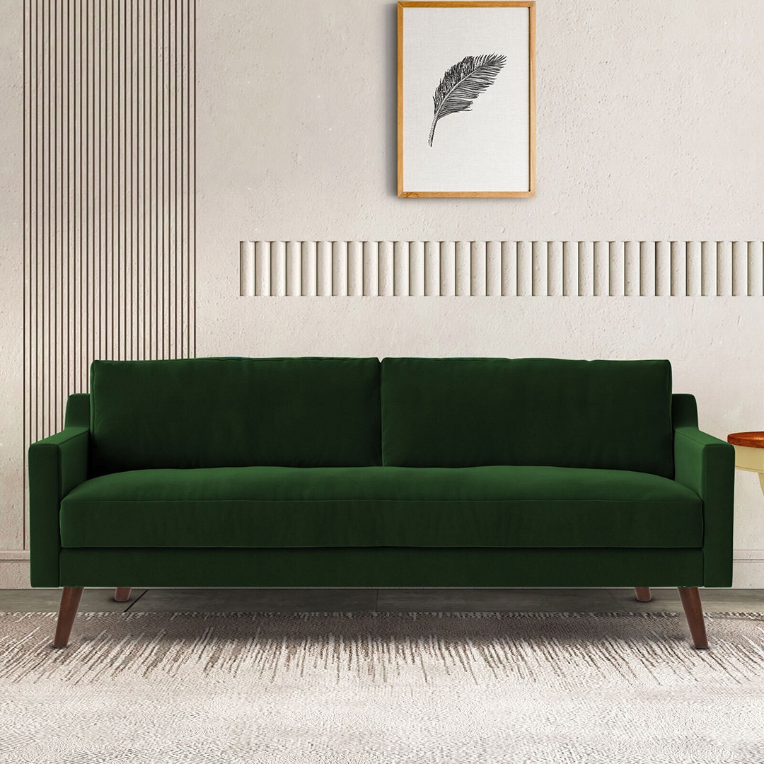 Reiti Velvet 3 Seater Sofa in Green Colour