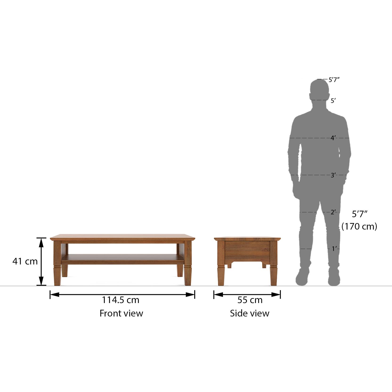 Malabar Rectangular Solid Wood Coffee Table In Amber Walnut Finish