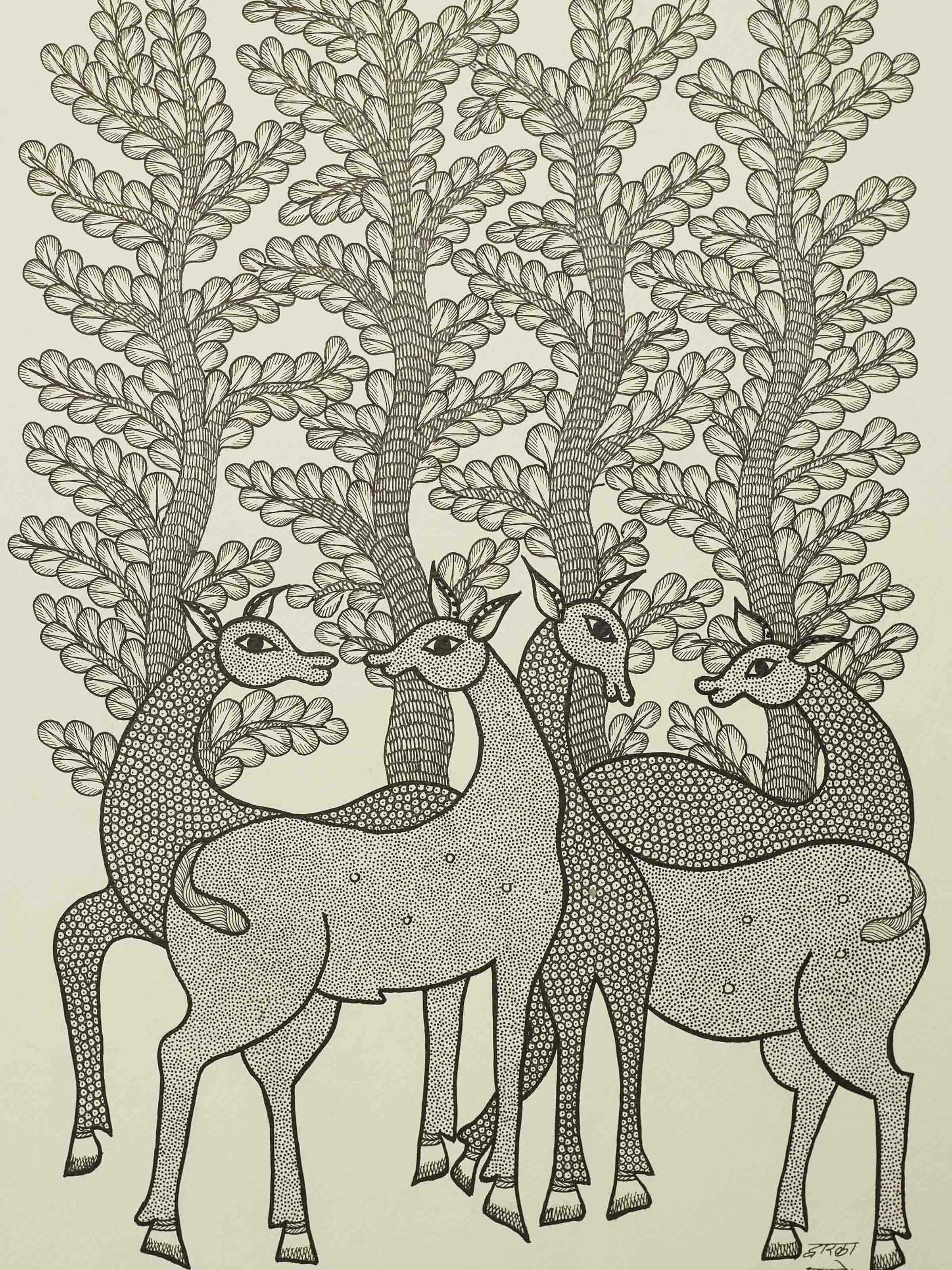 Forest Deer Gond Art