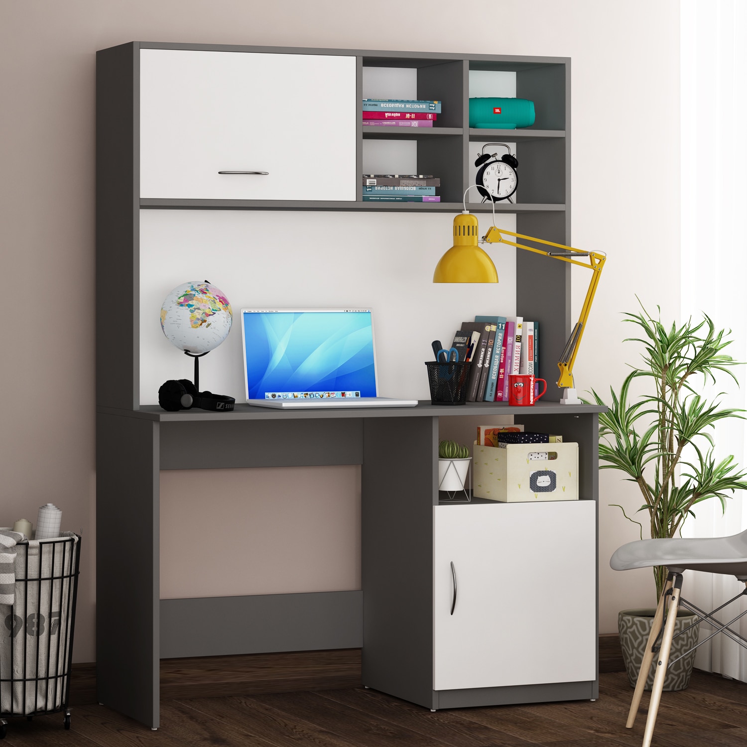 Passion Study Table Grey And Frosty White - Woodbuzz