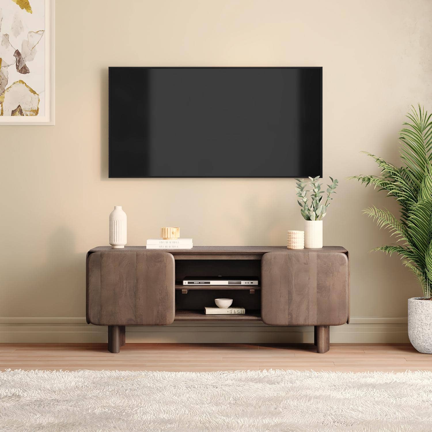 Olen Solid Wood TV Cabinet In Danish Walnut Finish