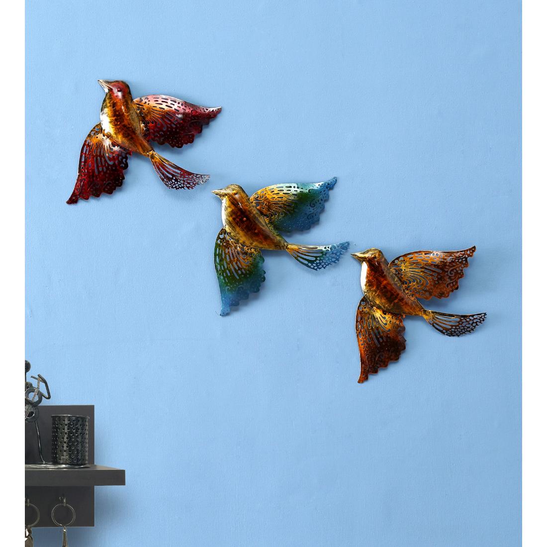 Desert Art Metal Handpainted Sparrow Wall Hanging Set of 3-image-36