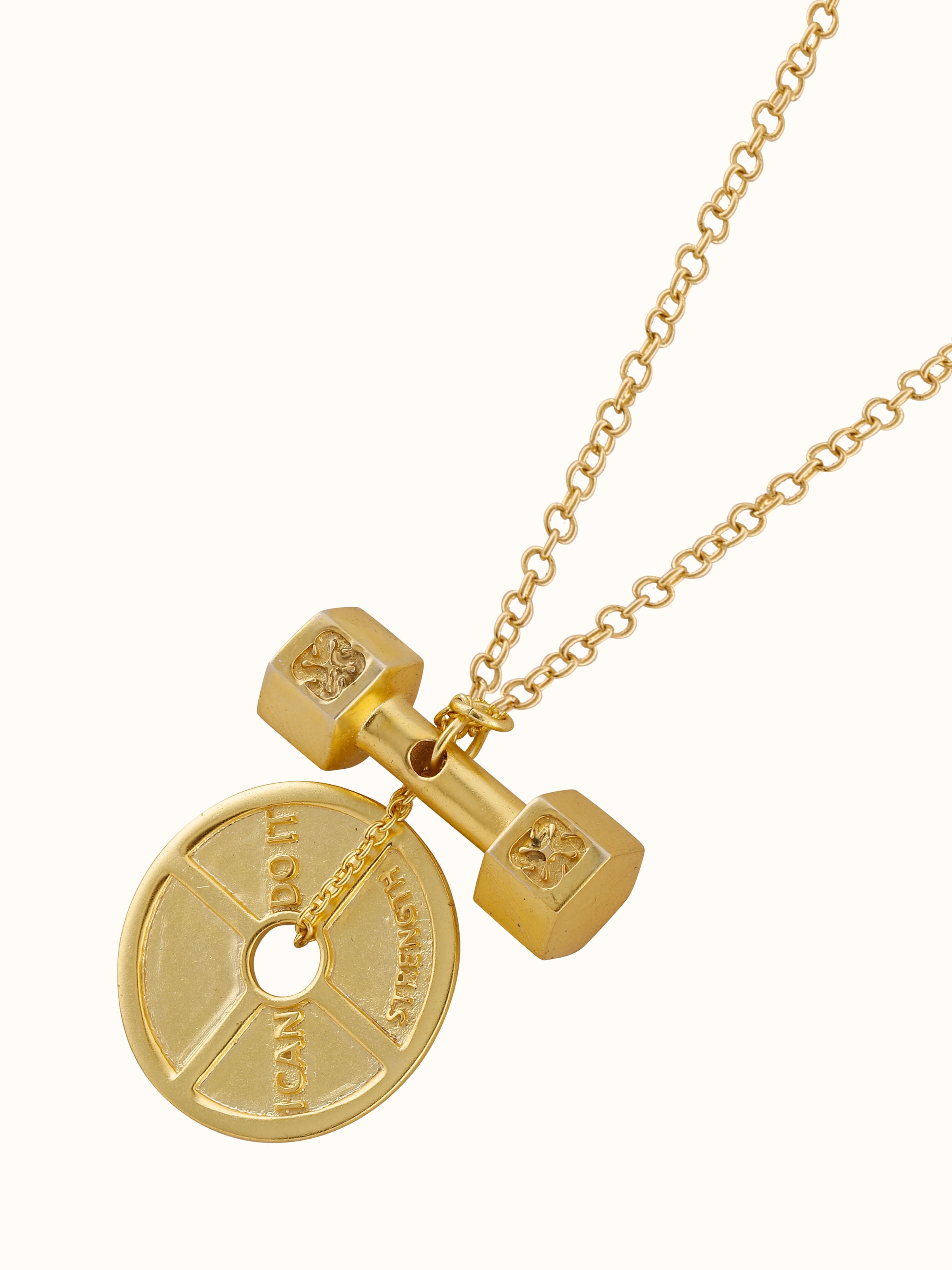 Overhead view of pendant and chain laid flat, revealing complete design and symmetry.