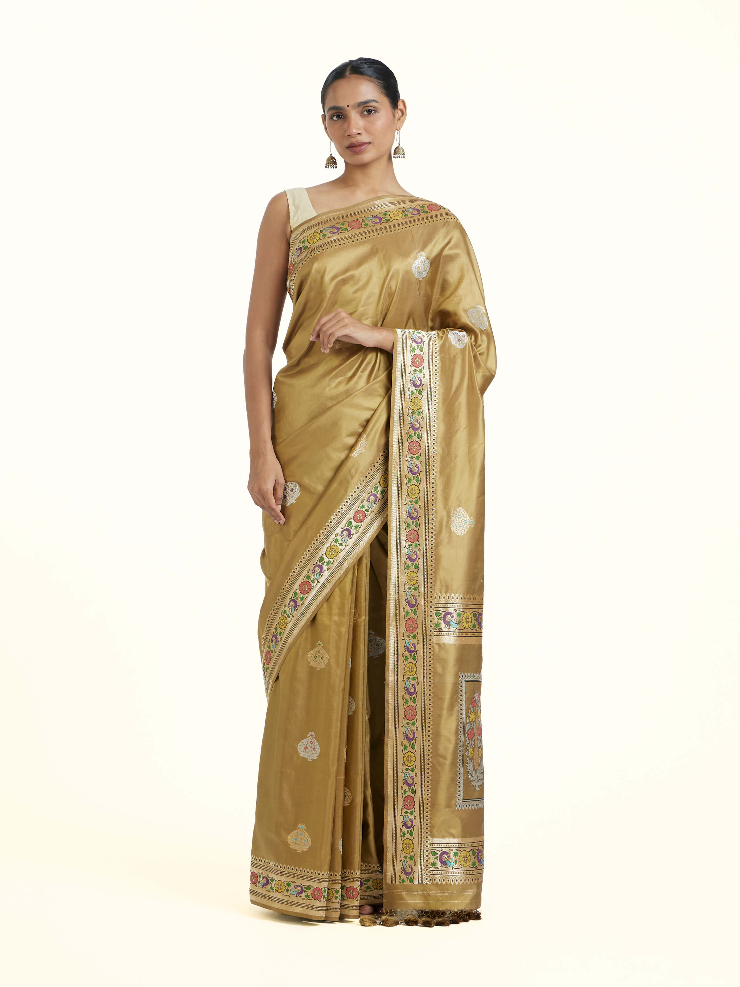 Green Ashavali Brocade Silk Saree