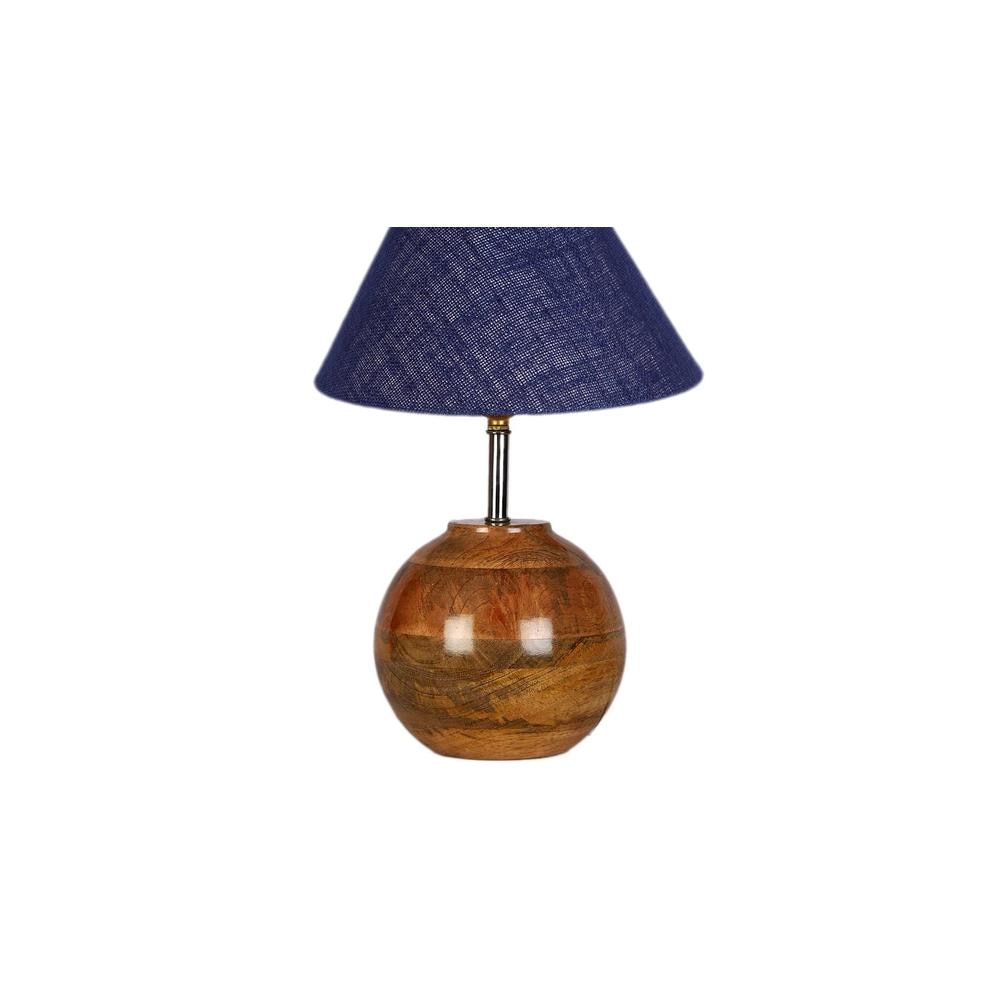 Blue Jute with Natural Wood Table Lamp