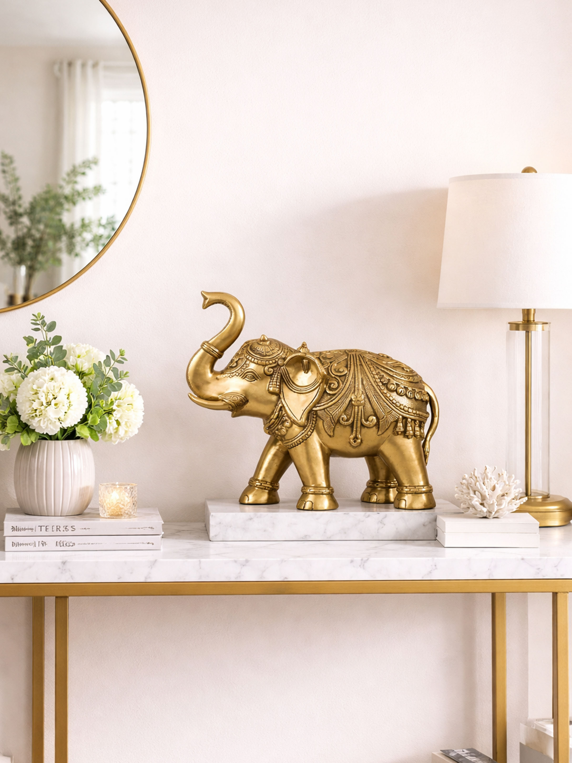 Brass Carved Elephant Figurine