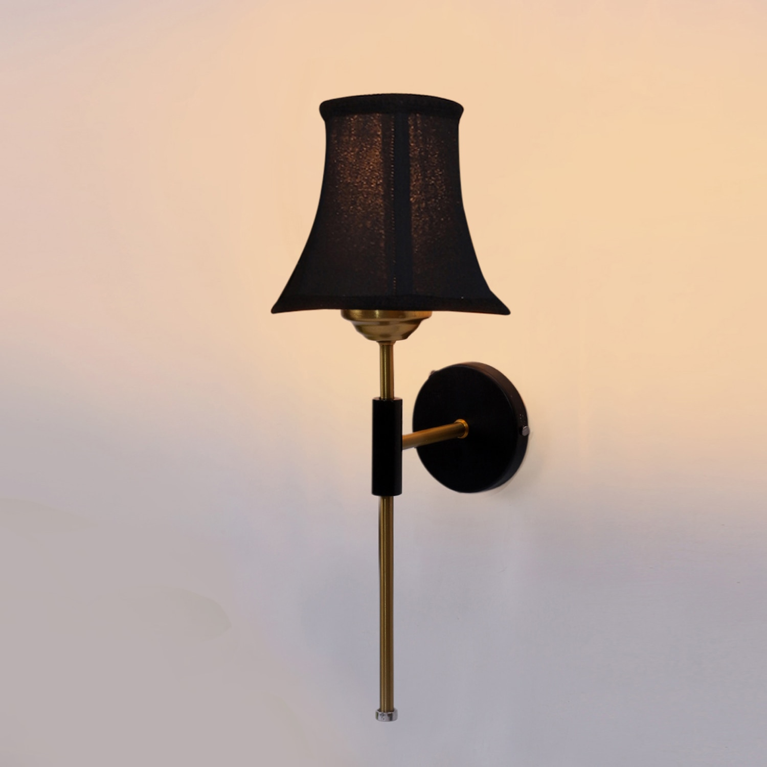 Devansh Metal Wall Mounted Lamp With Black Cotton Shade