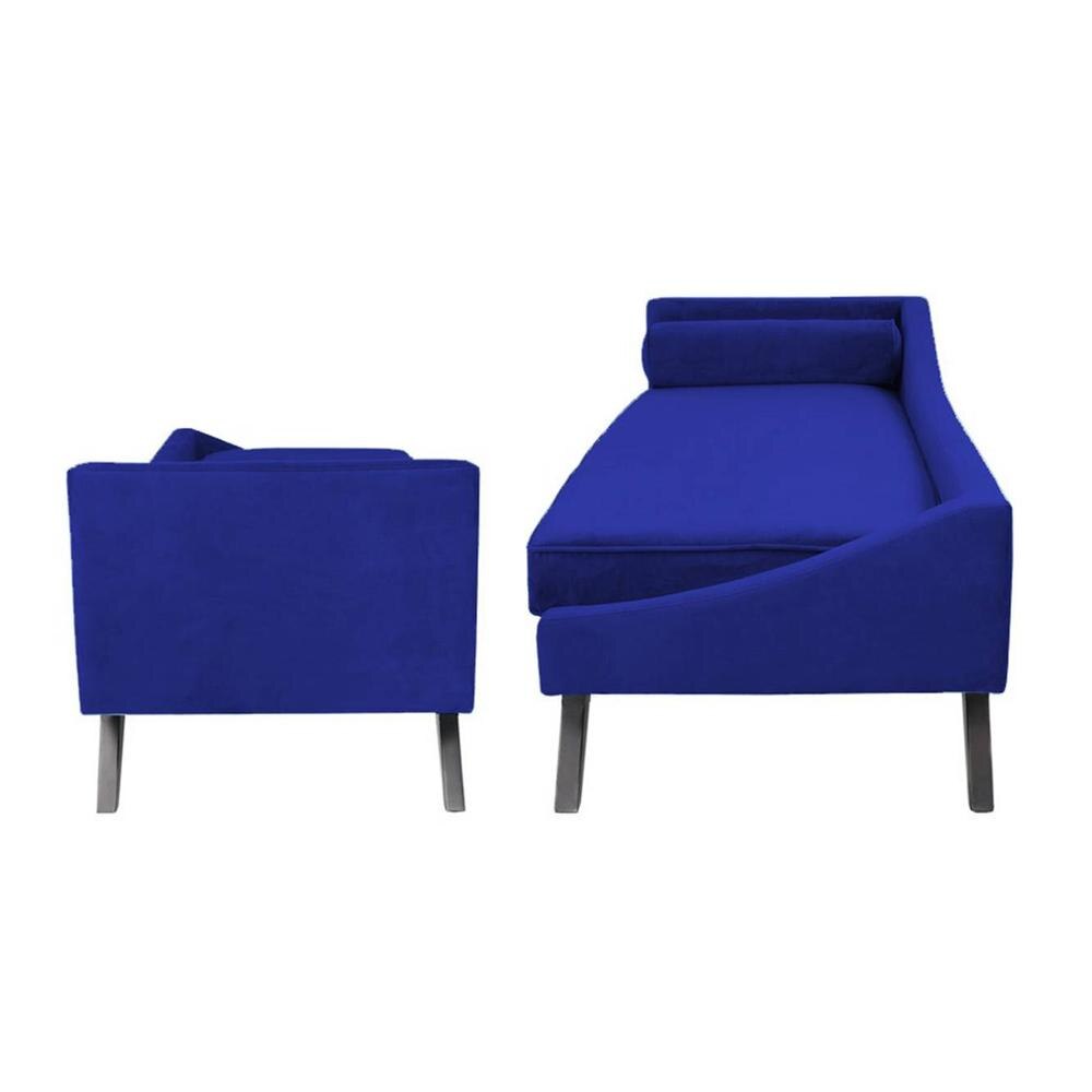 Euclid Velvet Chaise Launger in Navy Blue Colour