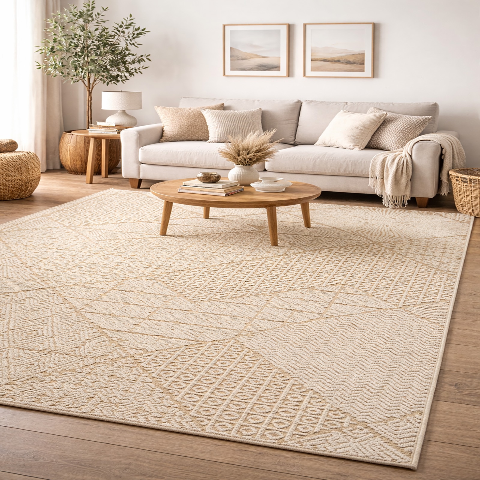 PHENIX Wool Rectangle Carpets Hand Tufted in Taupe Colour - The Woven Legacy