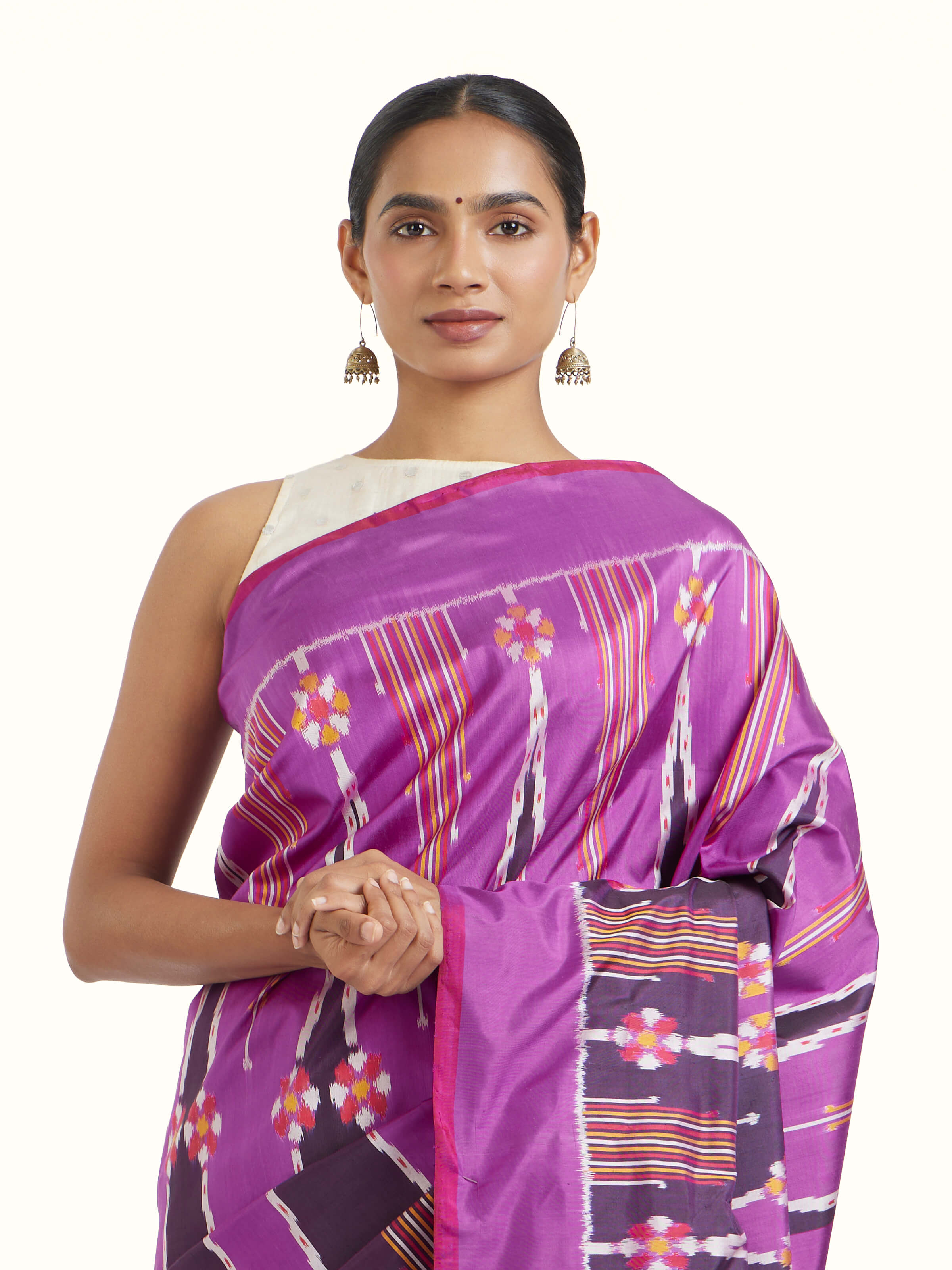 Purple Pochampally Single Ikat Saree