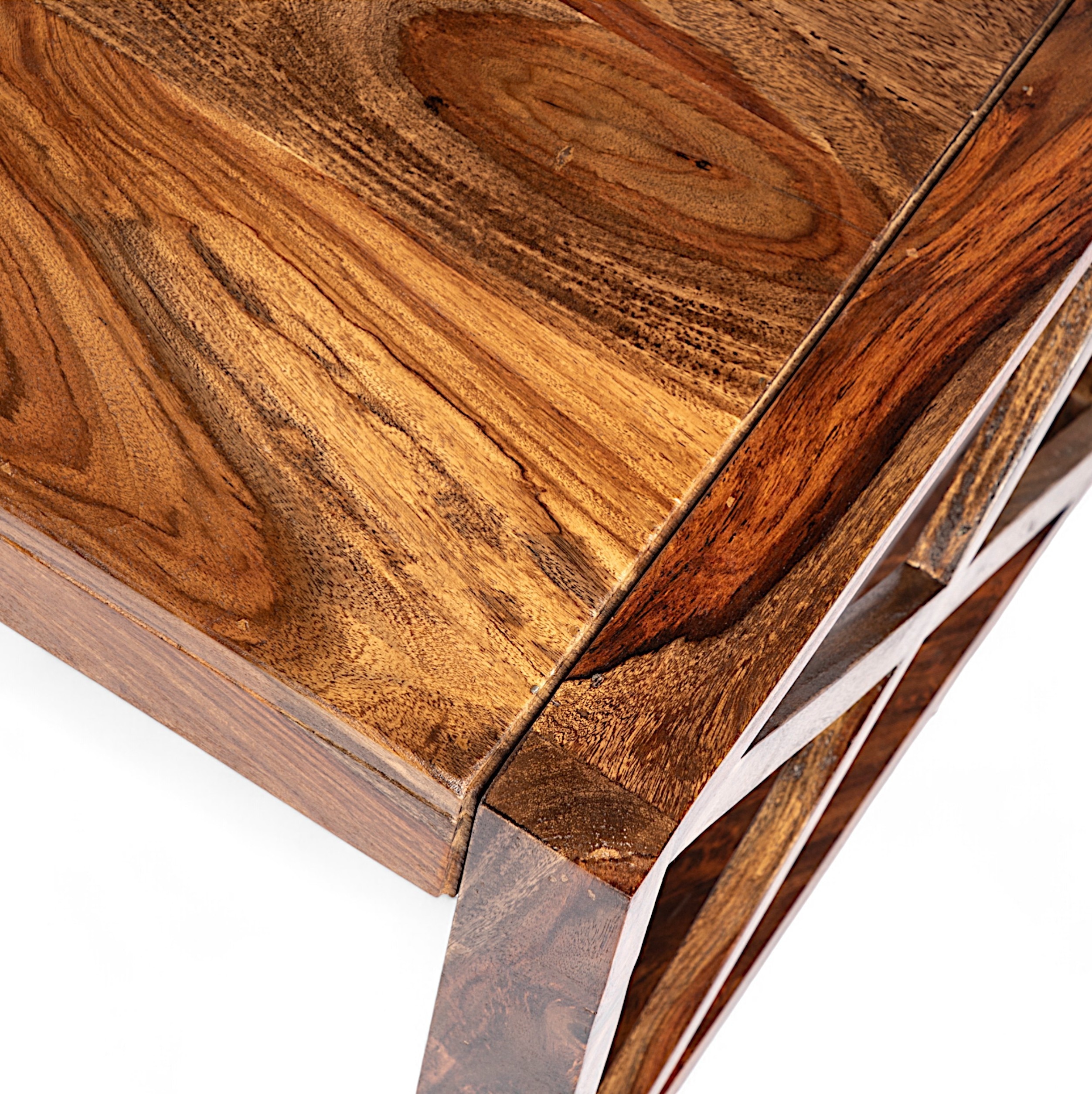 Hudson Sheesham Wood Coffee Table In Teak Finish