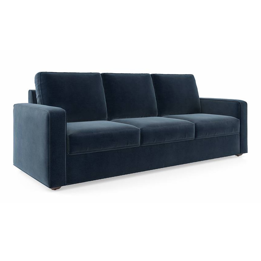 Apollo Compact Sofa Set (Colour : Sea Port Blue Velvet, Cushion : Hard, Back Type : Regular, Seater : 3+1+1)