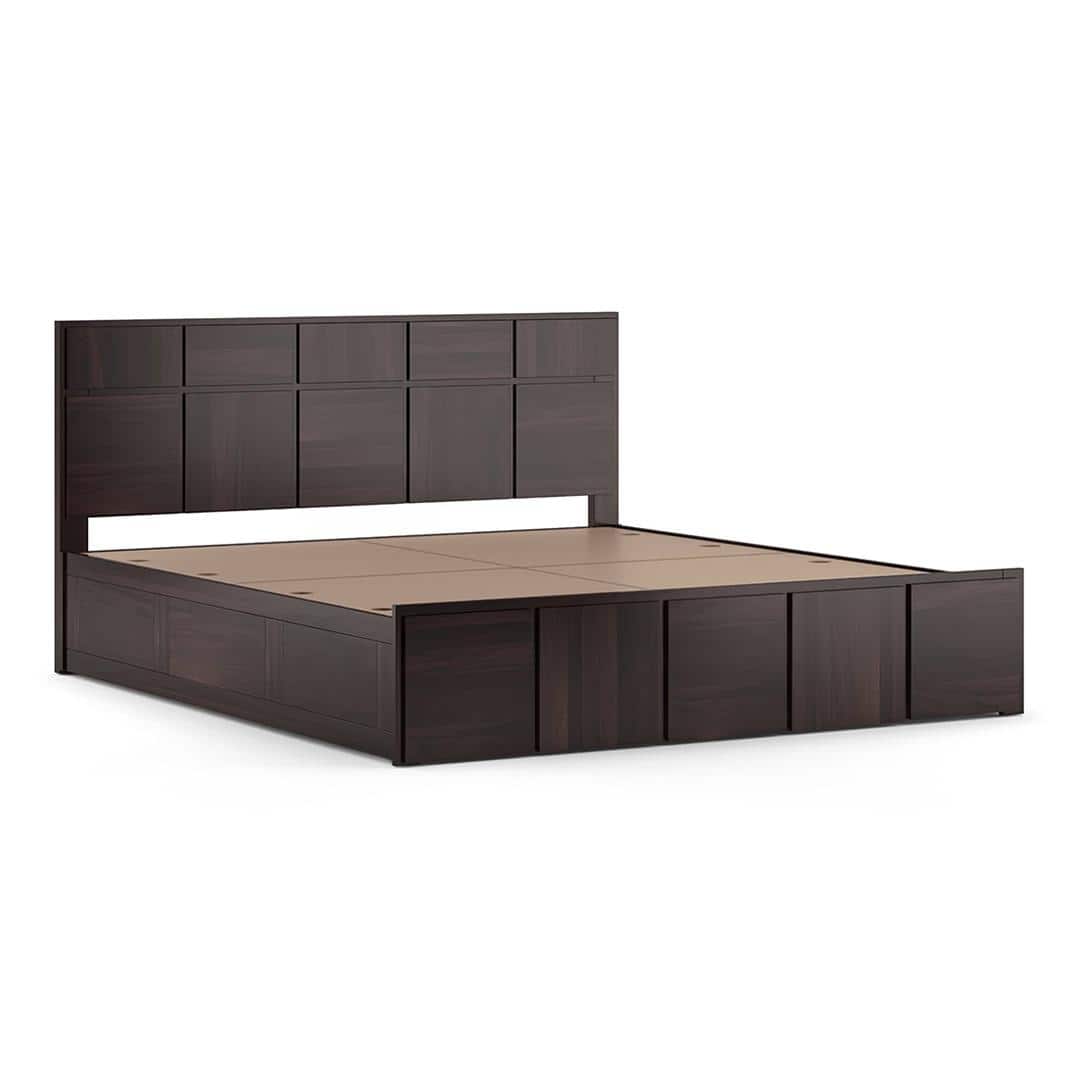 Astoria Solid Wood King Size Box Storage Bed In Mahogany Finish