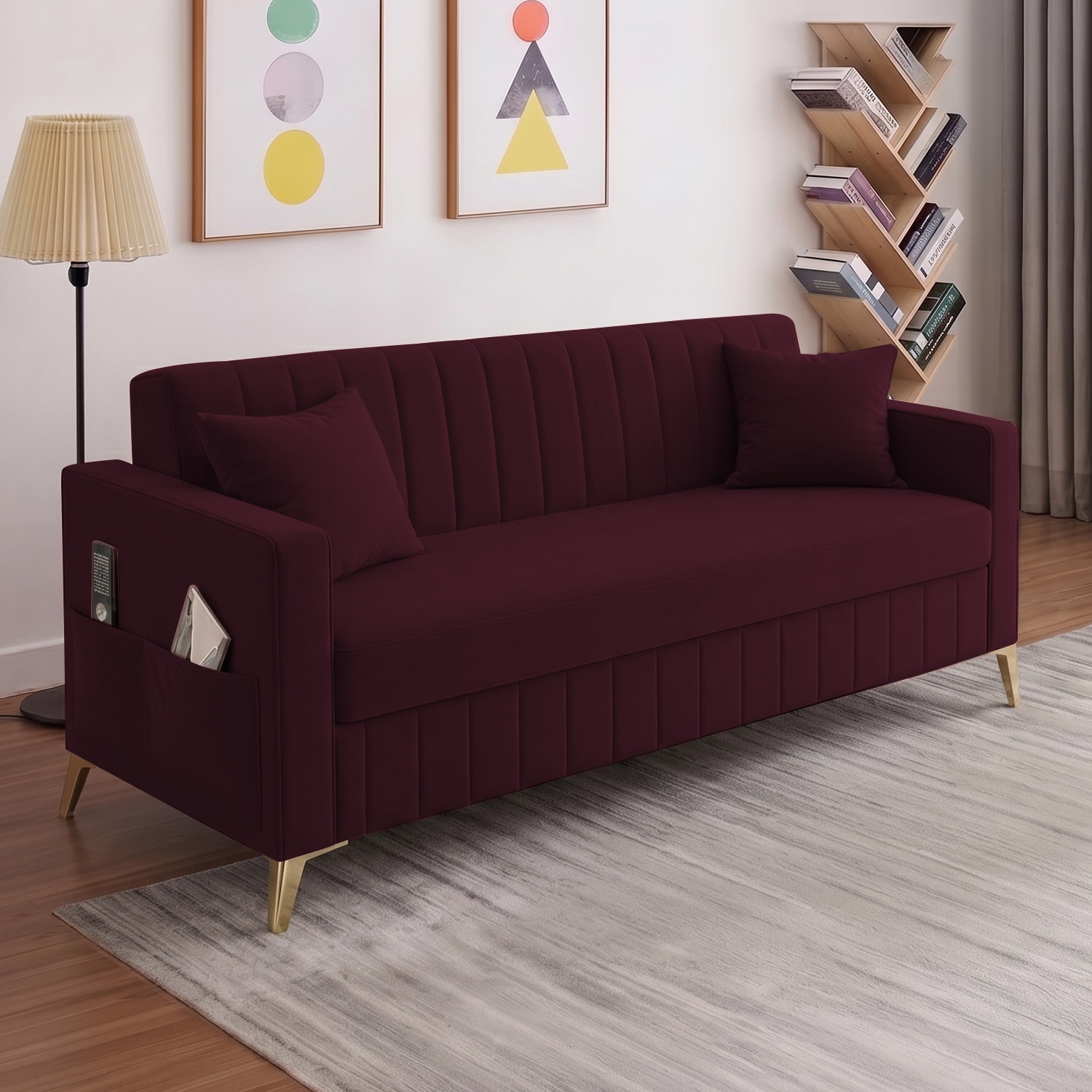 Convil Velvet 3 Seater sofa in Red wine Color - Home Lifestylez
