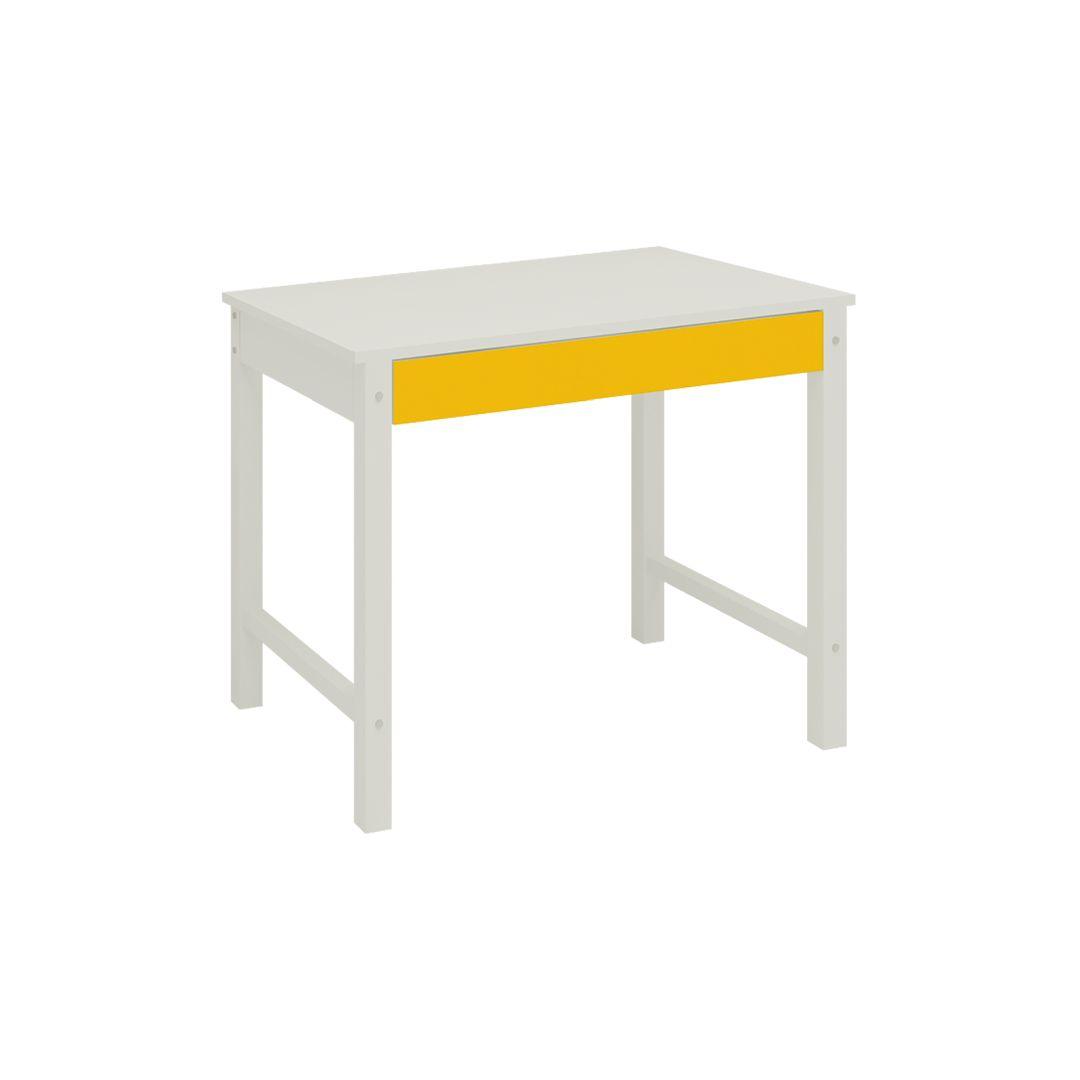 Mystica Kids Solid Wood Study Desk with Drawer in Ivory Mango Yellow Colour