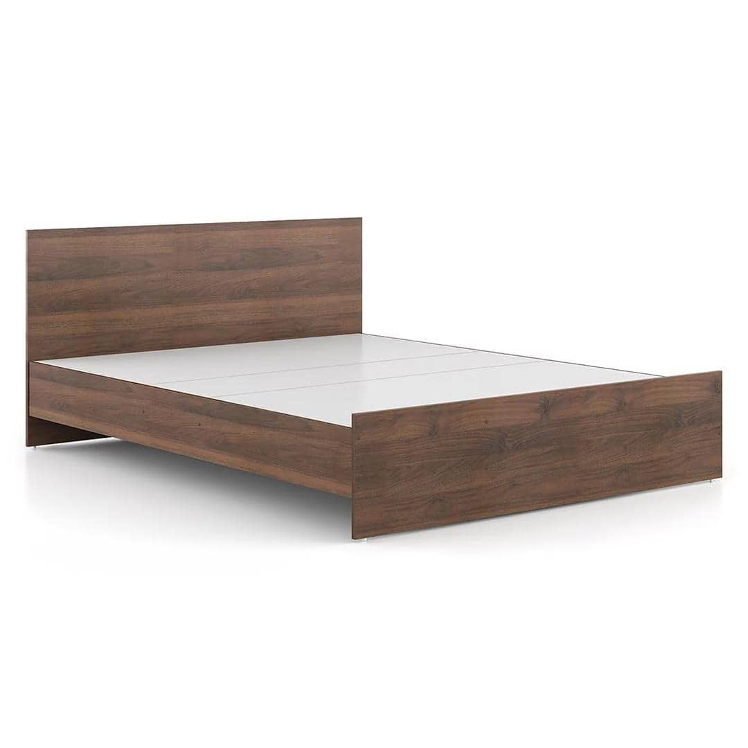 Zoey Engineered Wood Queen Size Bed In Classic Walnut Finish