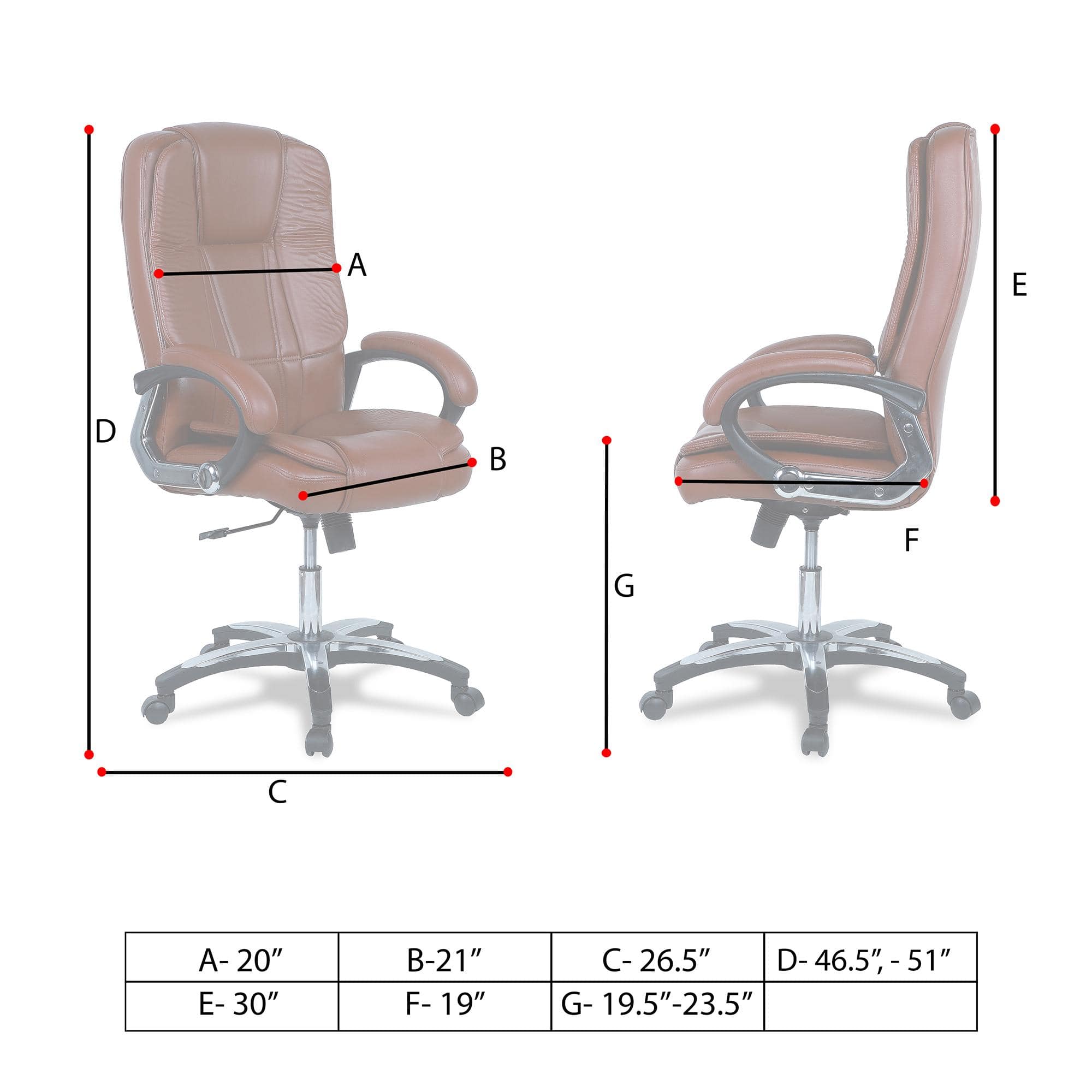 Pleash High Back Executive Chair in Ten Brown Colour