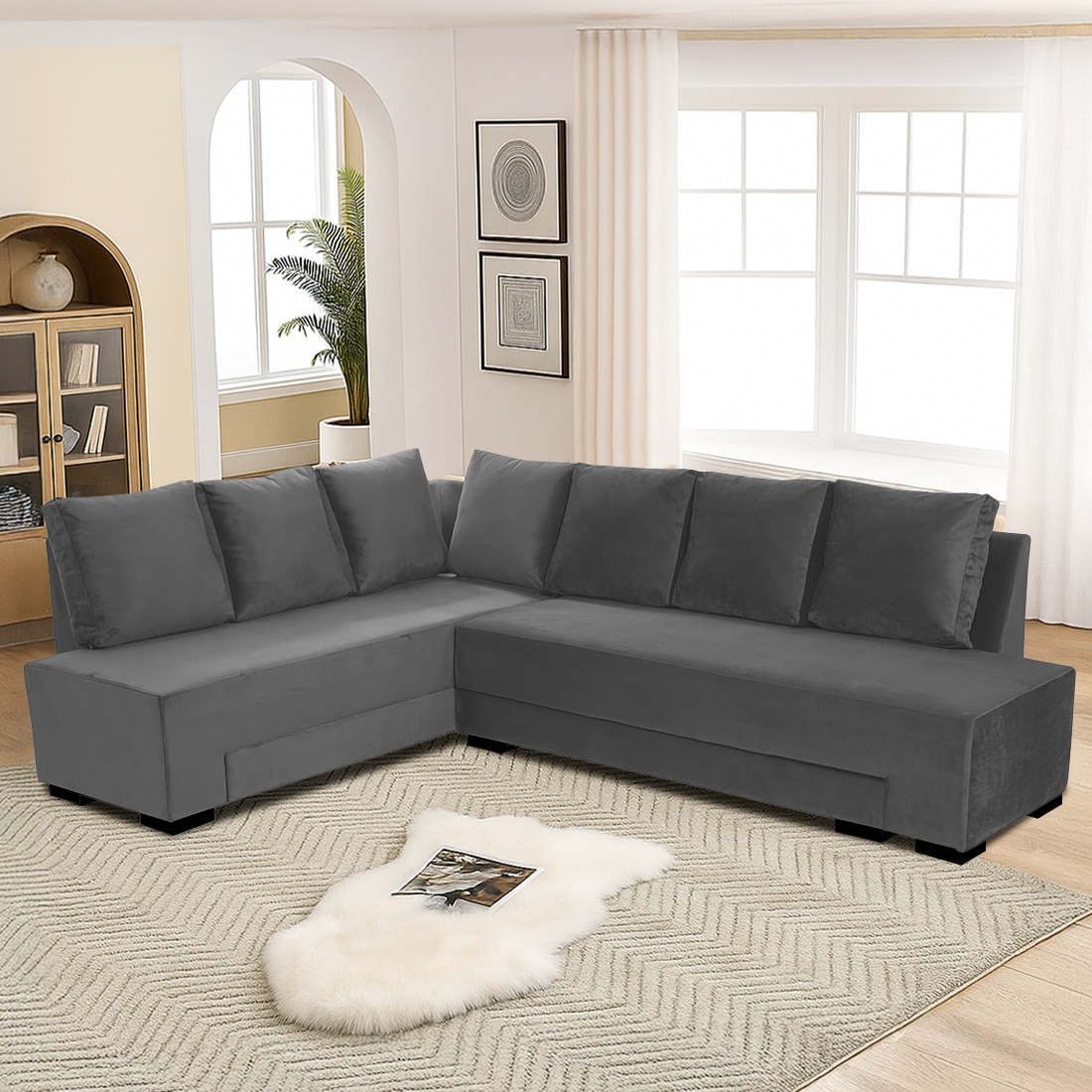 Melo 3 Seater Fold Out Sofa cum Bed  in Dark Grey Colour