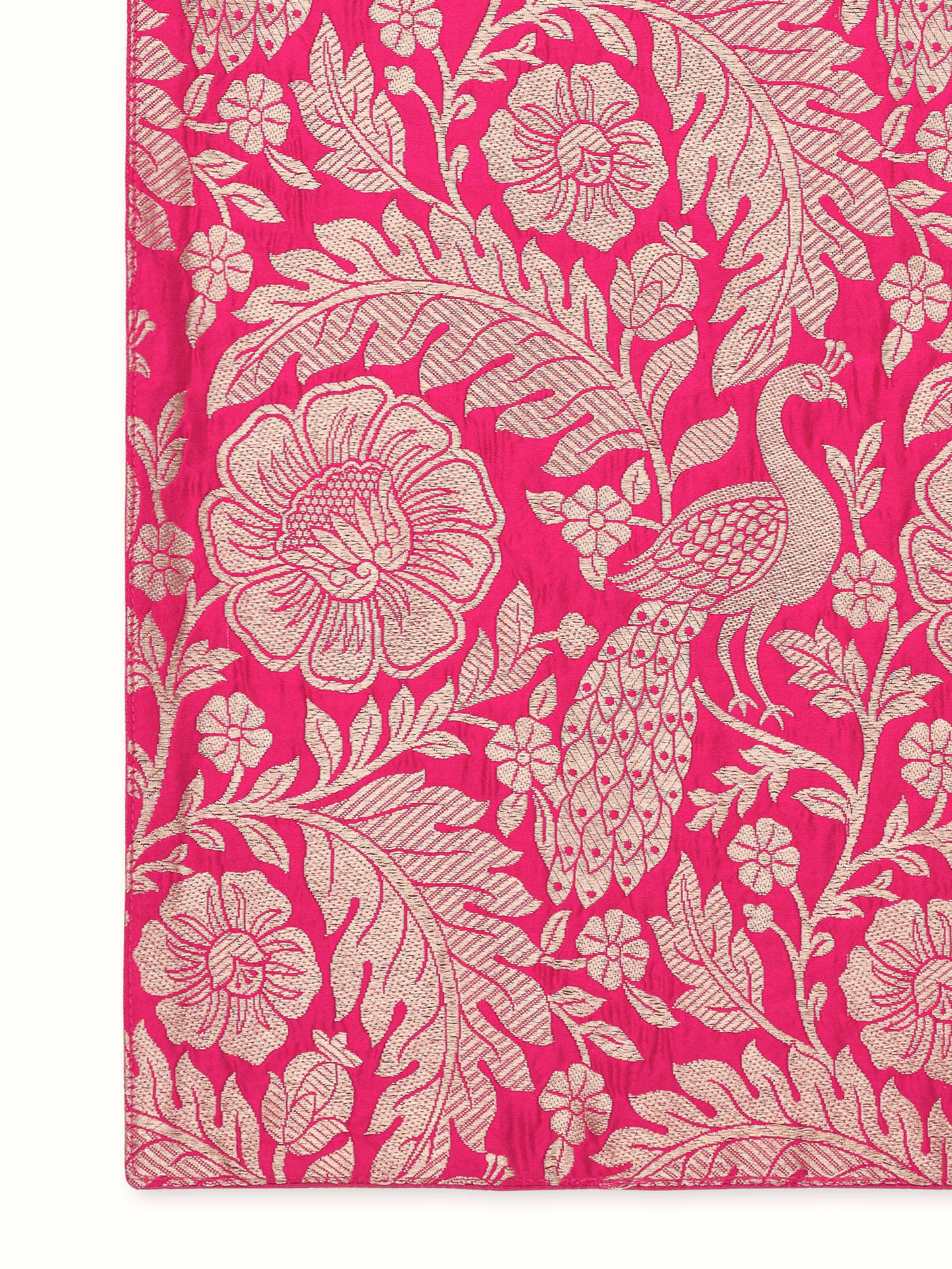 Avasa Rani Mor Jaal Silk Banarasi Brocade Handloom Table Runner