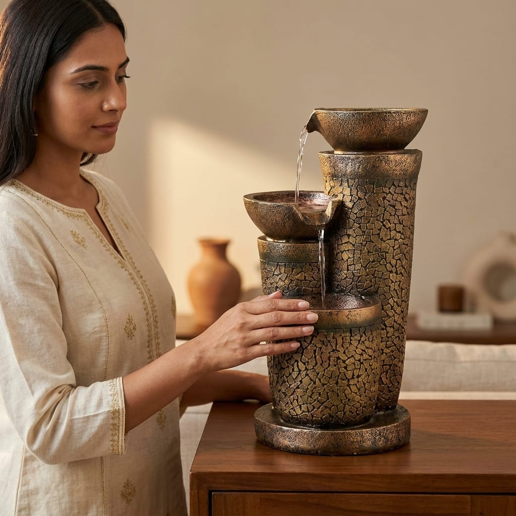 Water Fountain Serenity Cascade Water Fountain in 3 Tier in Multicolor Colour - Vedas