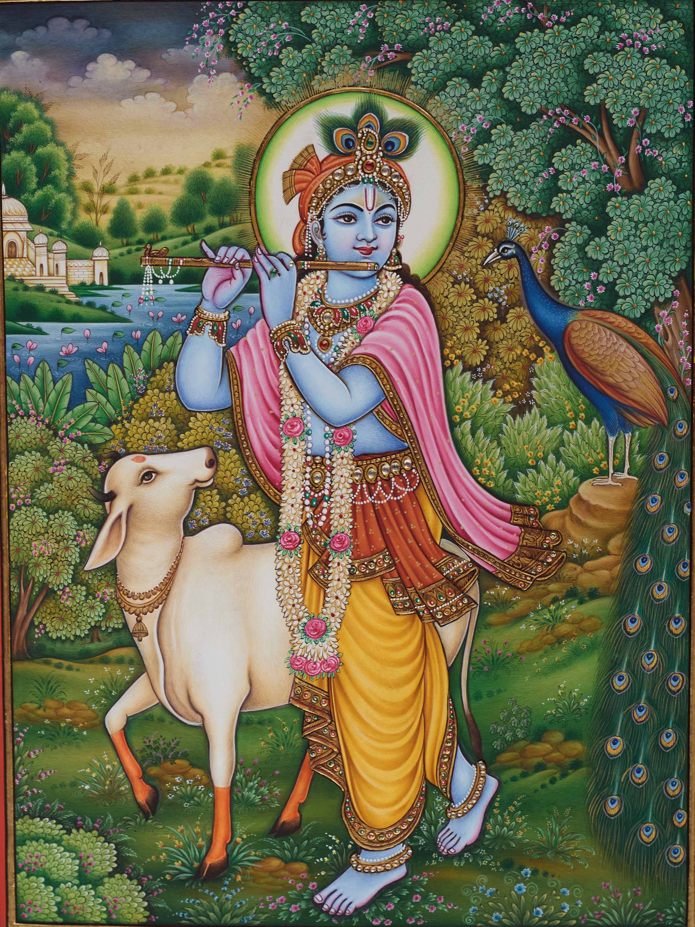 Krishna Miniature Real Gold Painting