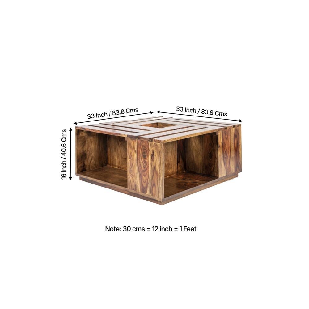Milan Sheesham Wood Coffee Table In Teak Finish