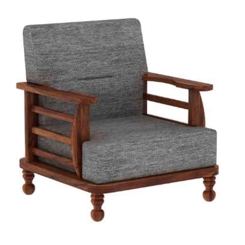 Brixton Wooden One Seater Sofa in Grey Colour