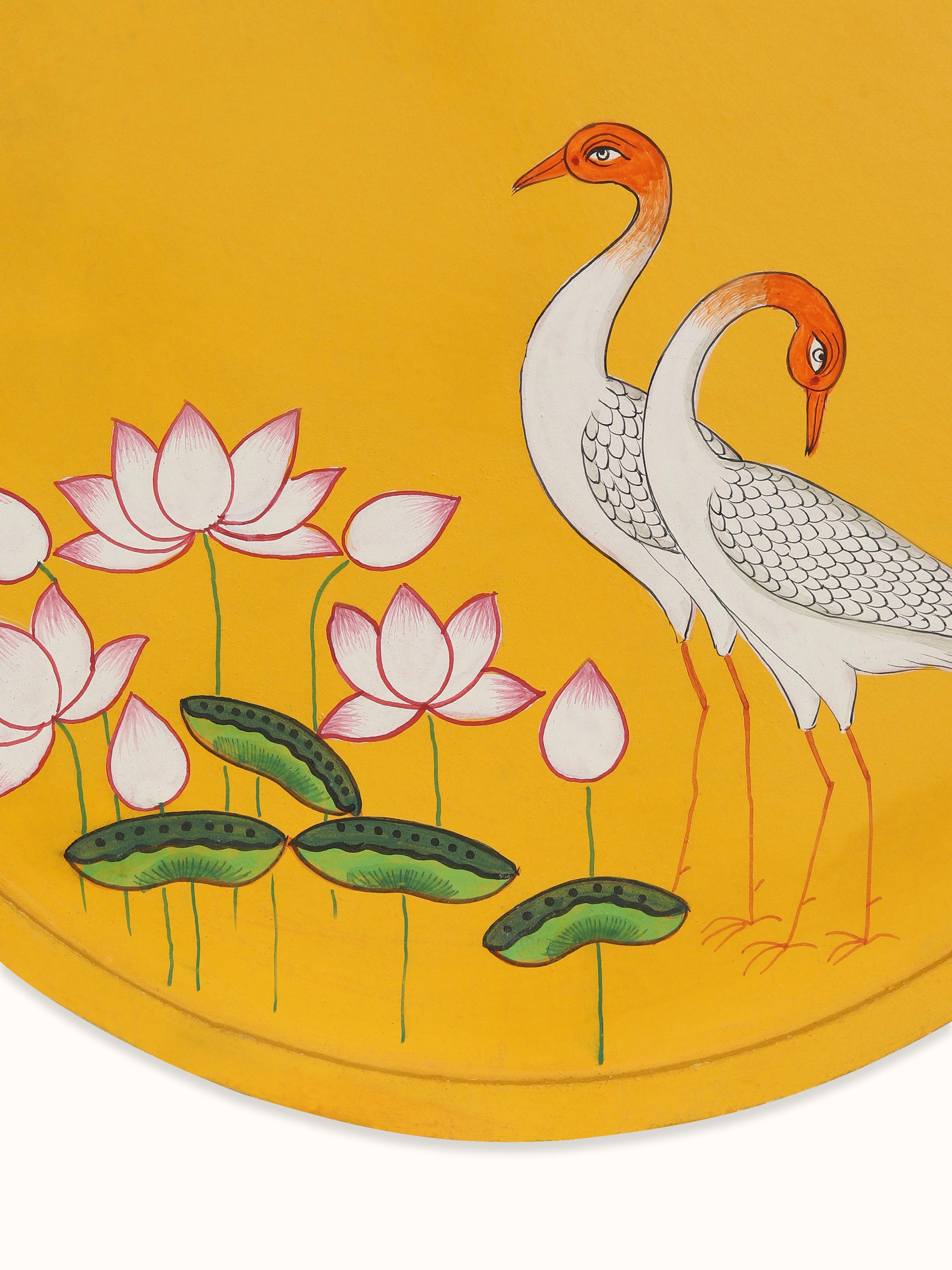Sarus and Kamal Pichwai Painting Wall Plate