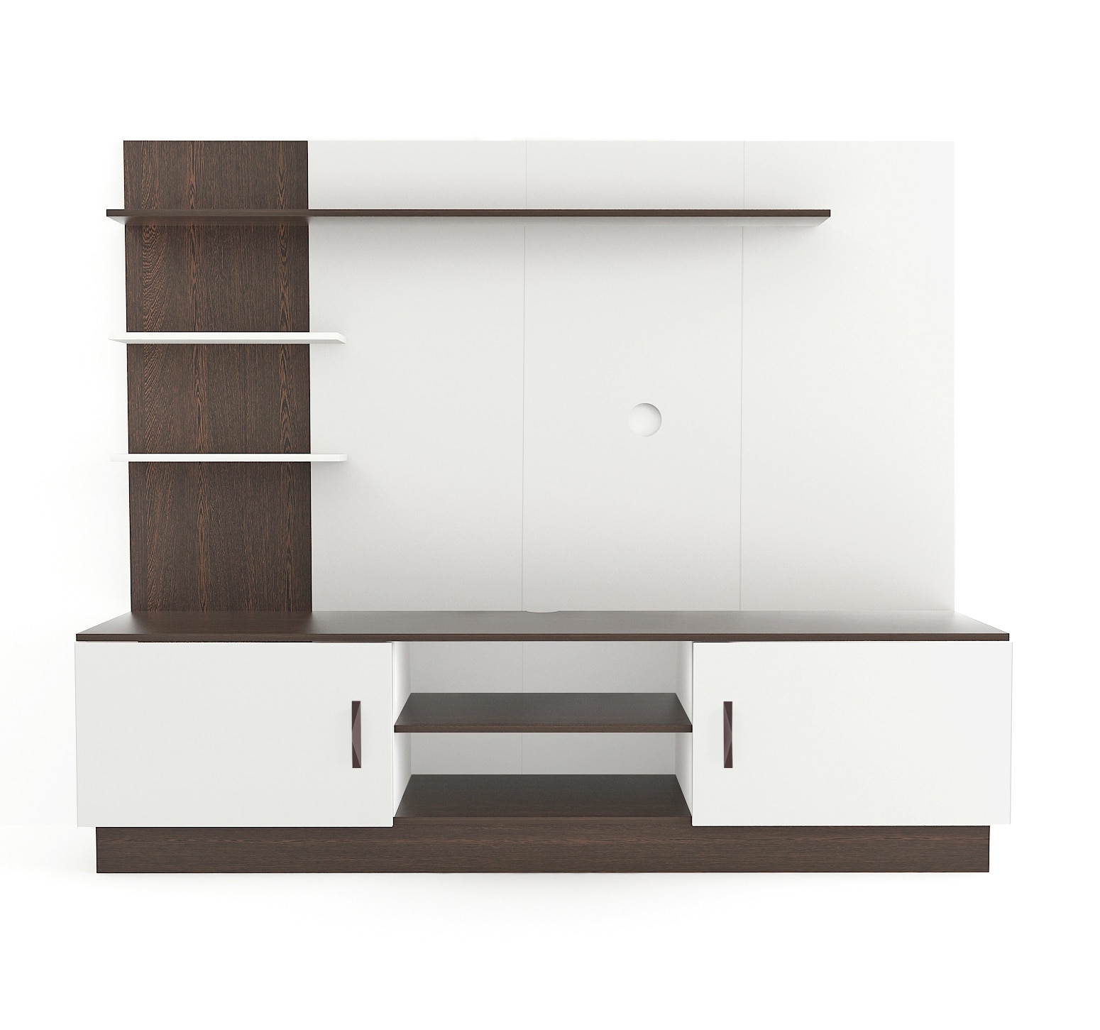 BLUEWUD Rowlet Large Engineering Wood Floor Standing TV Entertainment Unit Set Top Box Stand/TV Cabinet Panel with Shelves for Books & D�cor Display Unit Bed Living Room Upto 55 Inches (Wenge & White)