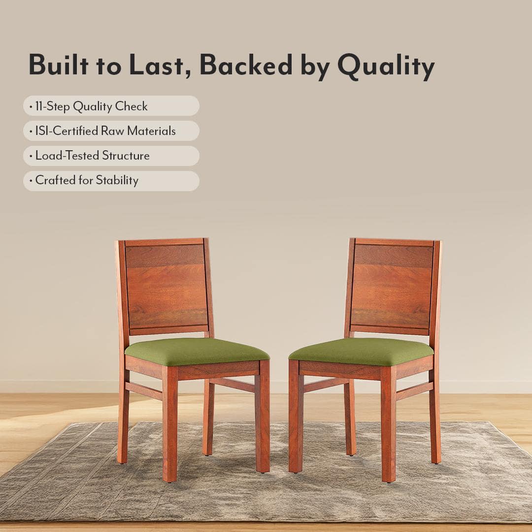 Atlas Dining Chairs Set Of 2 Finish Honey Colour Avocado Green