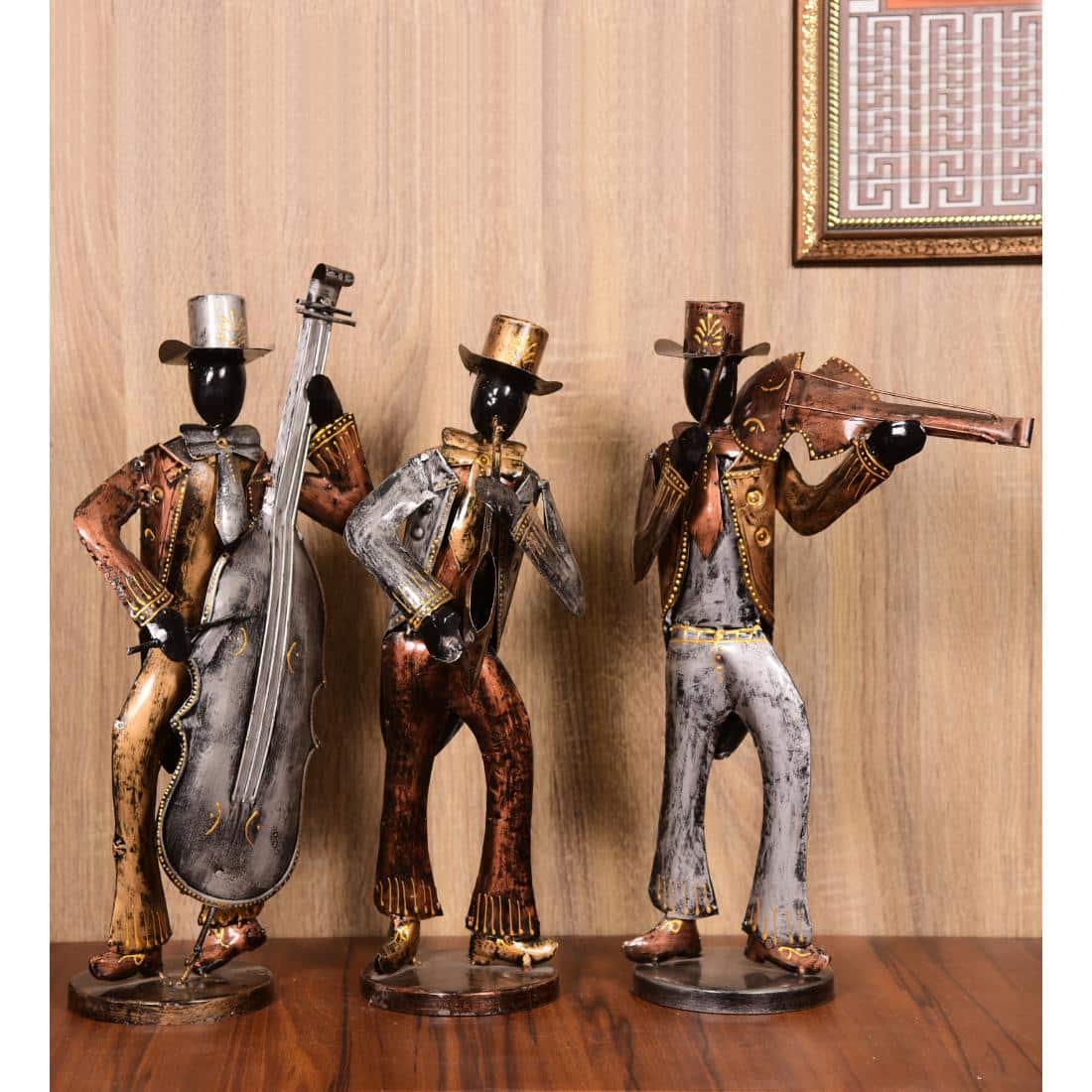 Desert Art Metal Handpainted Musician Figurine Set of 3 - Desert Art
