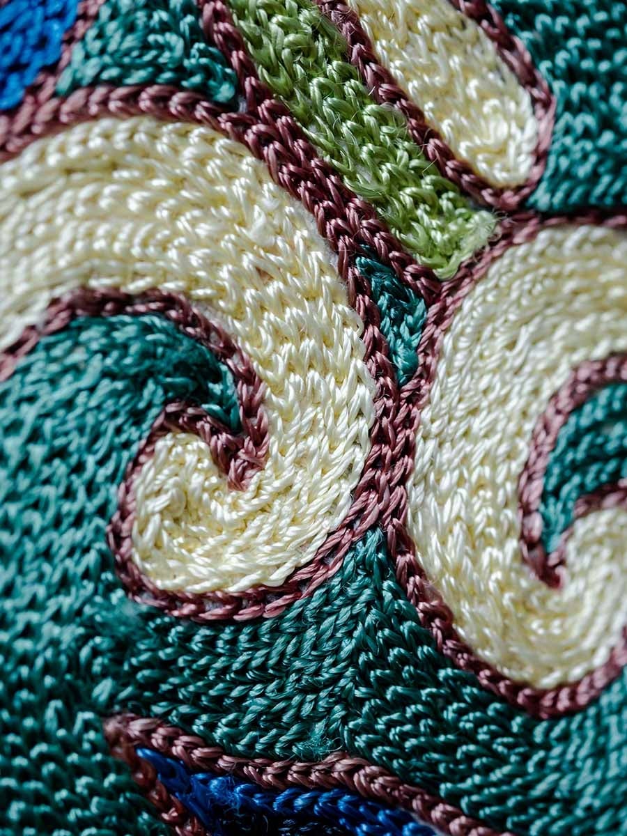 Razza Ivory Buti Cotton Silk Kashmir Chain Stitch Hand Embroidery