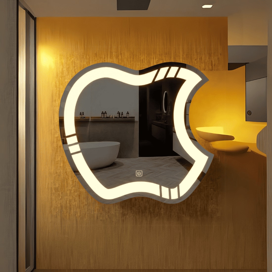 Artistic Apple LED  Mirror Creative Illuminated Mirror with Touch Sensor
