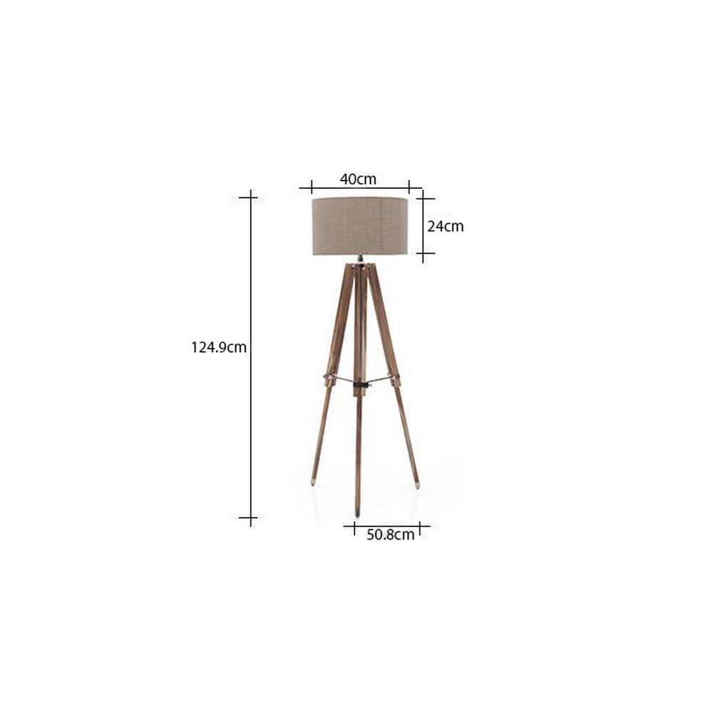 Kepler Tripod Floor Lamp Colour Natural Linen Drum Shade