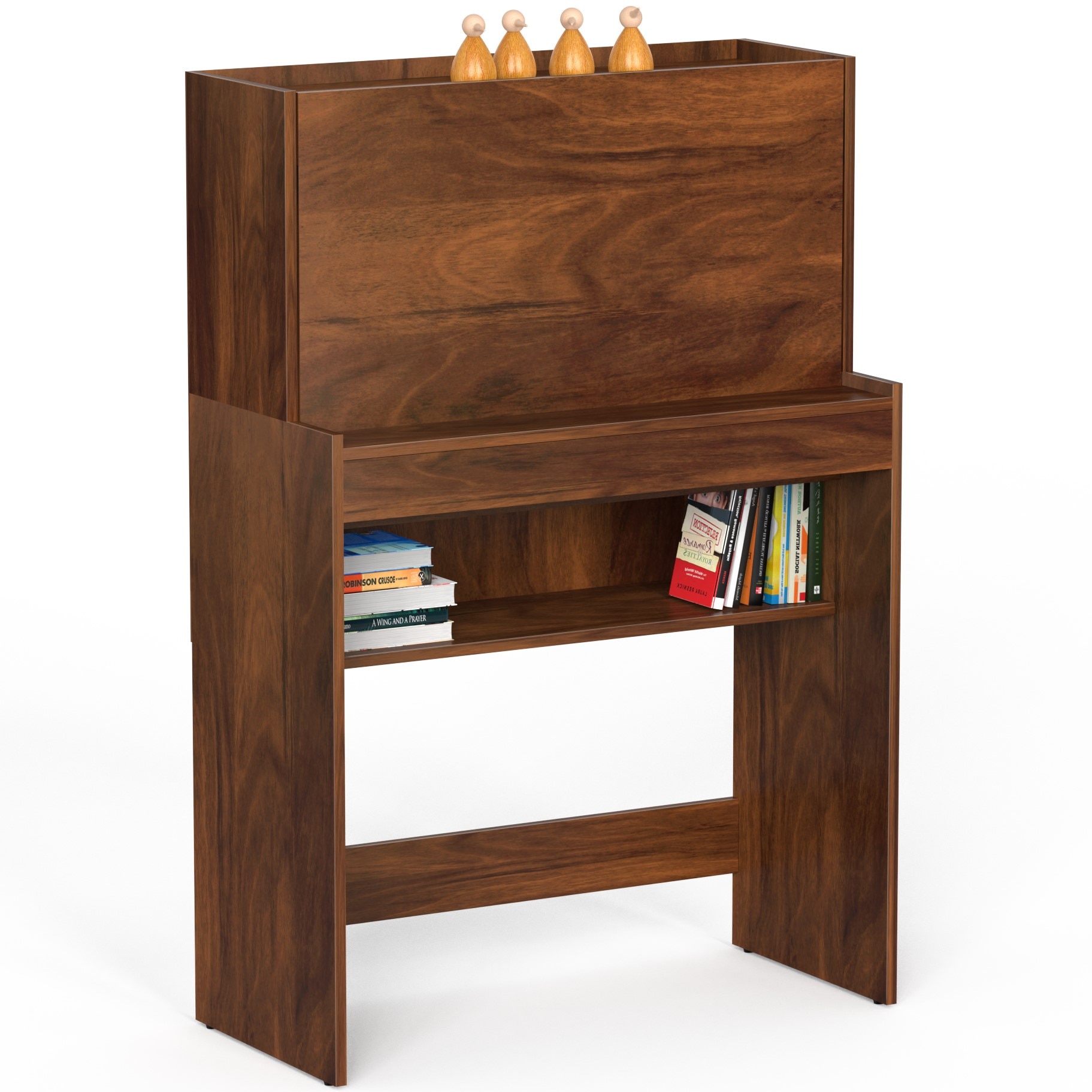 BLUEWUD Karmiya Engineered Wood Study and Computer Laptop Table for Home or Office, WFH Desk, with Multiple Storage Shelves for Books and D�cor Display for Adults Kids Students (Brown Maple)