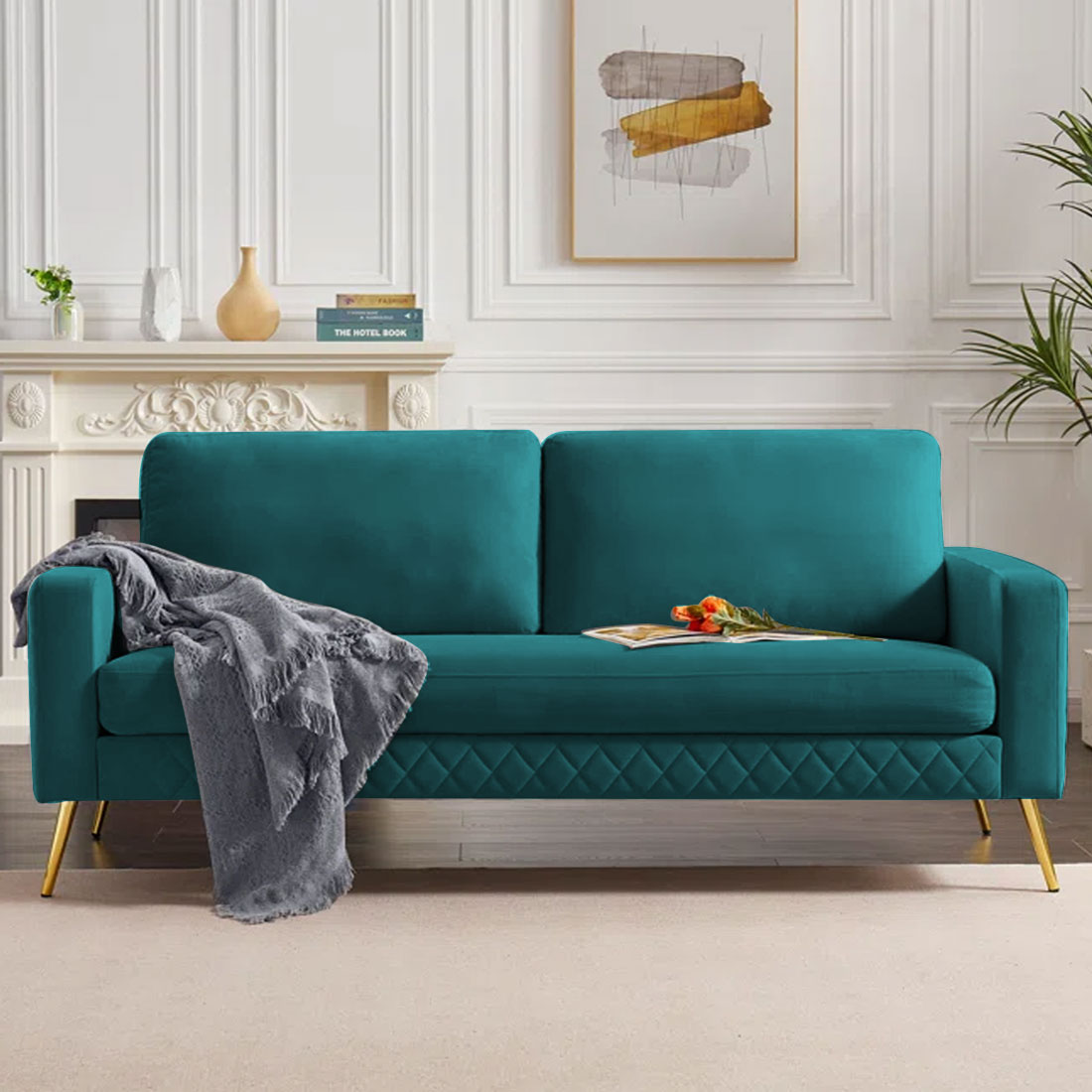 Hilda Fabric Sofa (Teal Blue)